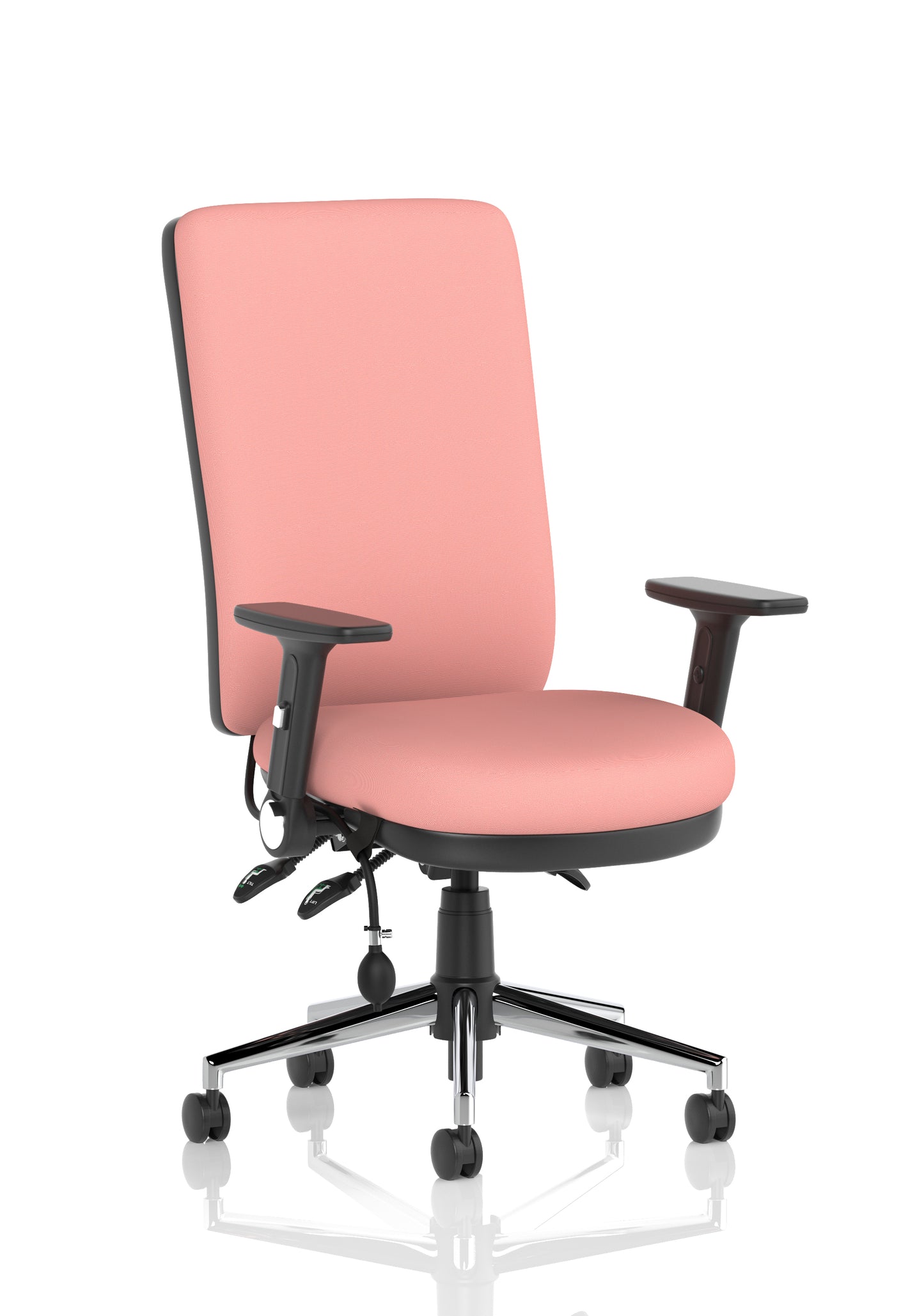 Chiro High Back Task Operator Office Chair Bespoke Quest Shrimp With Height Adjustable & Folding Arms Matching Bespoke Colour - Industrious Decor