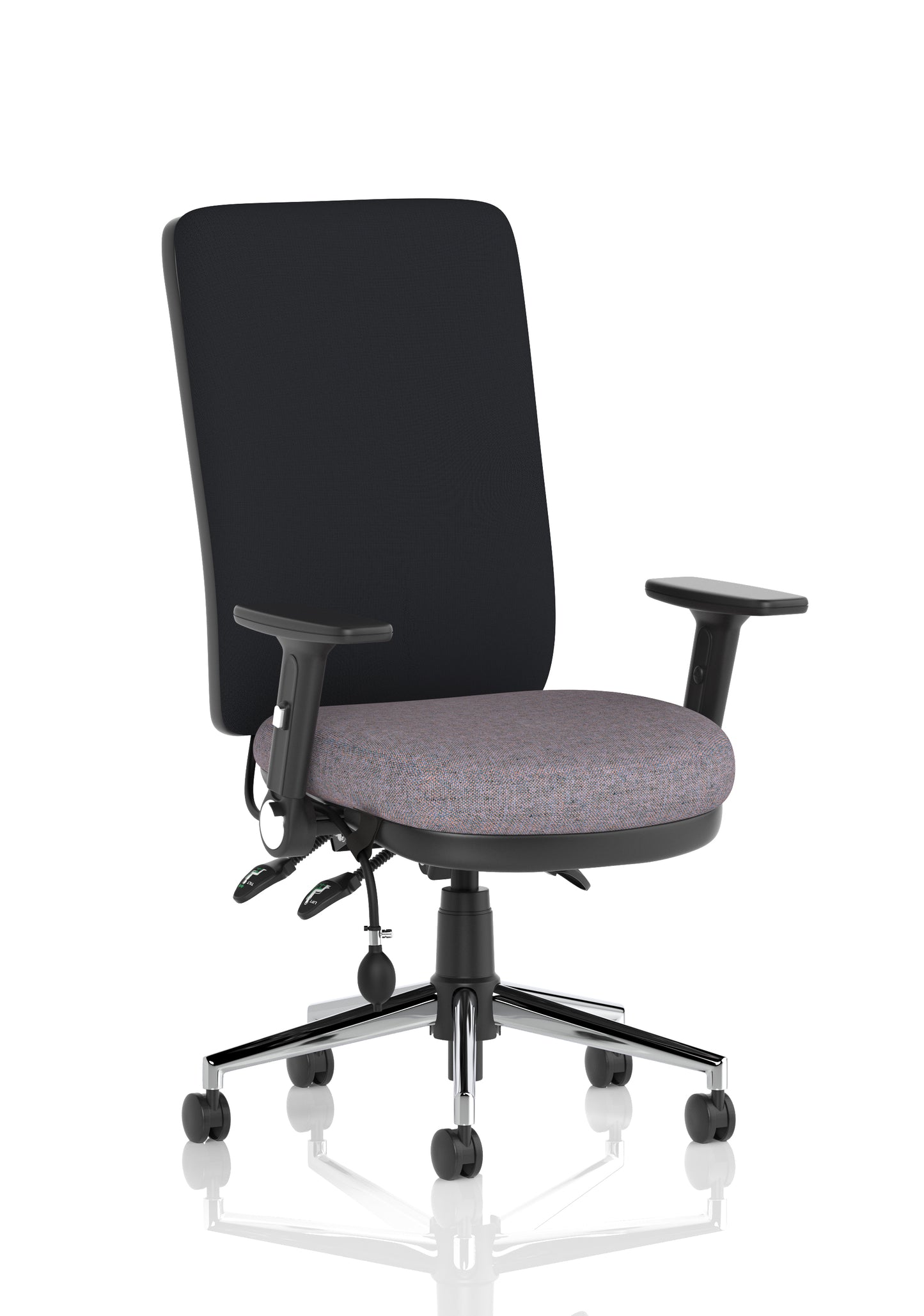 Chiro High Back Task Operator Office Chair Bespoke Rivet Fuse With Height Adjustable & Folding Arms Black - Industrious Decor
