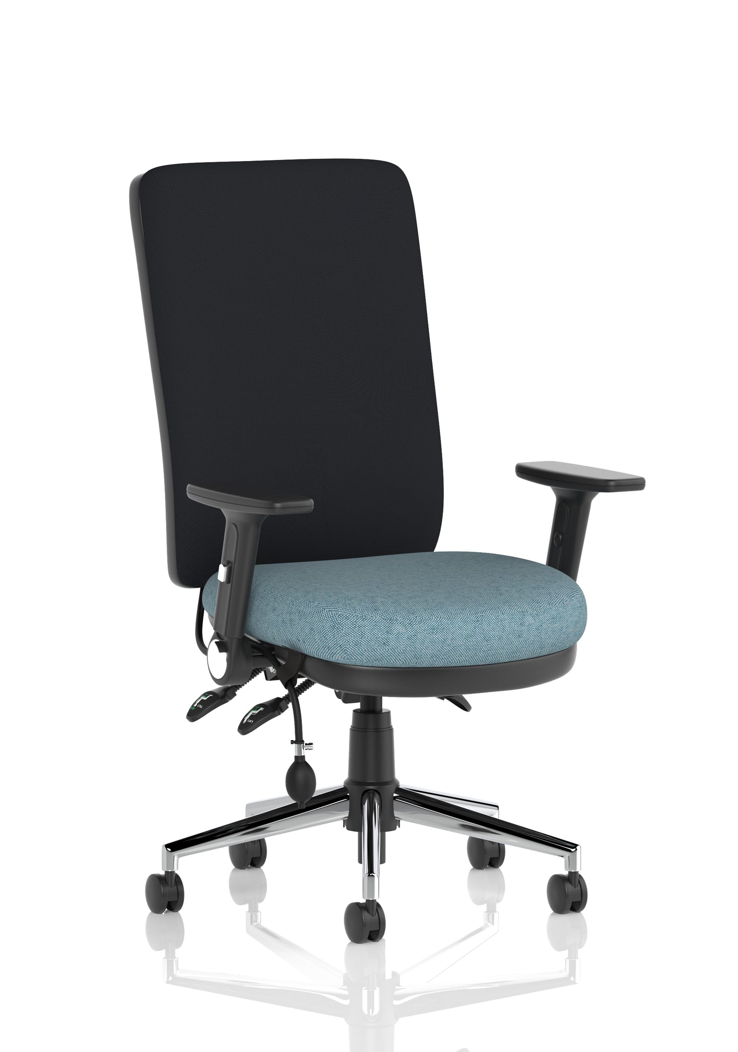 Chiro High Back Task Operator Office Chair Bespoke Rivet Quench With Height Adjustable & Folding Arms Black - Industrious Decor