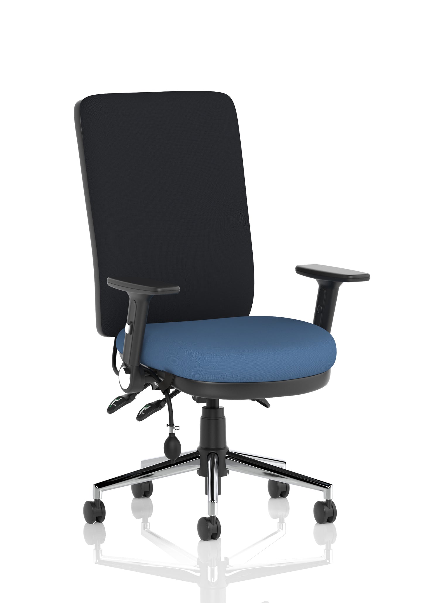 Chiro High Back Task Operator Office Chair Bespoke Quest Limpet With Height Adjustable & Folding Arms Black - Industrious Decor