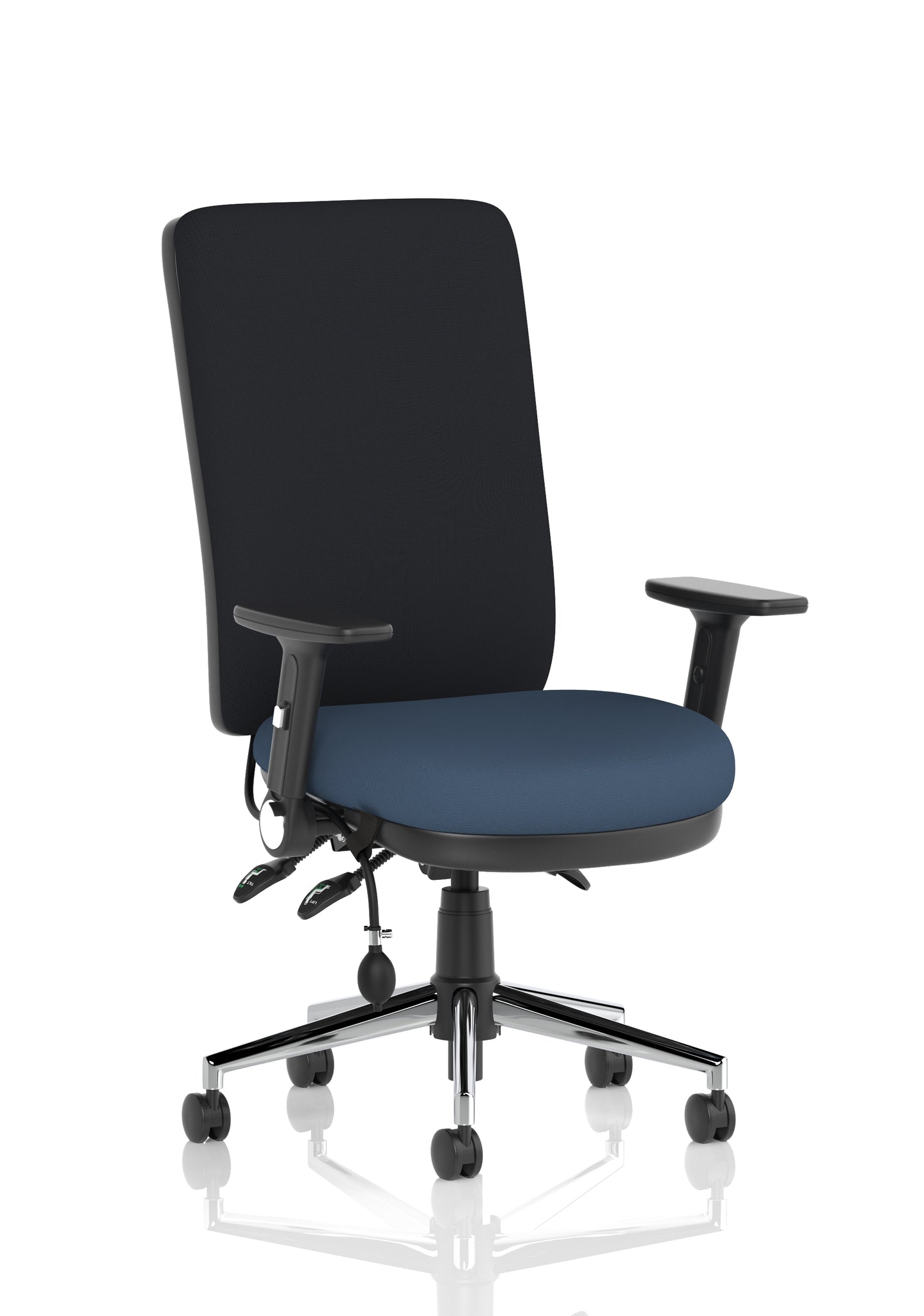 Chiro High Back Task Operator Office Chair Bespoke Quest Whelk With Height Adjustable & Folding Arms Black - Industrious Decor