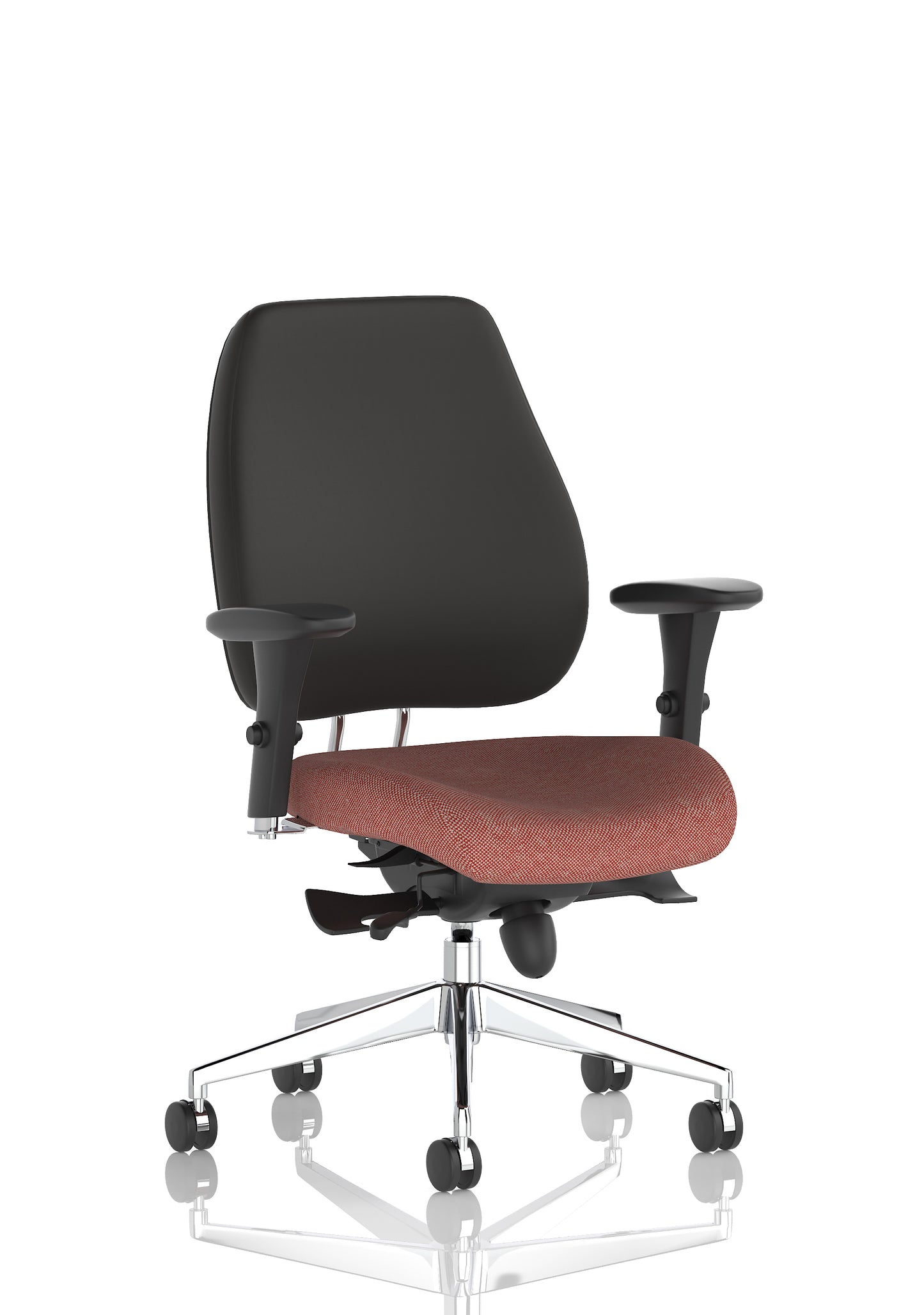 Chiro Plus High Back Ergonomic Posture Chair with Arms Bespoke Rivet Forge Fabric Black None - Industrious Decor