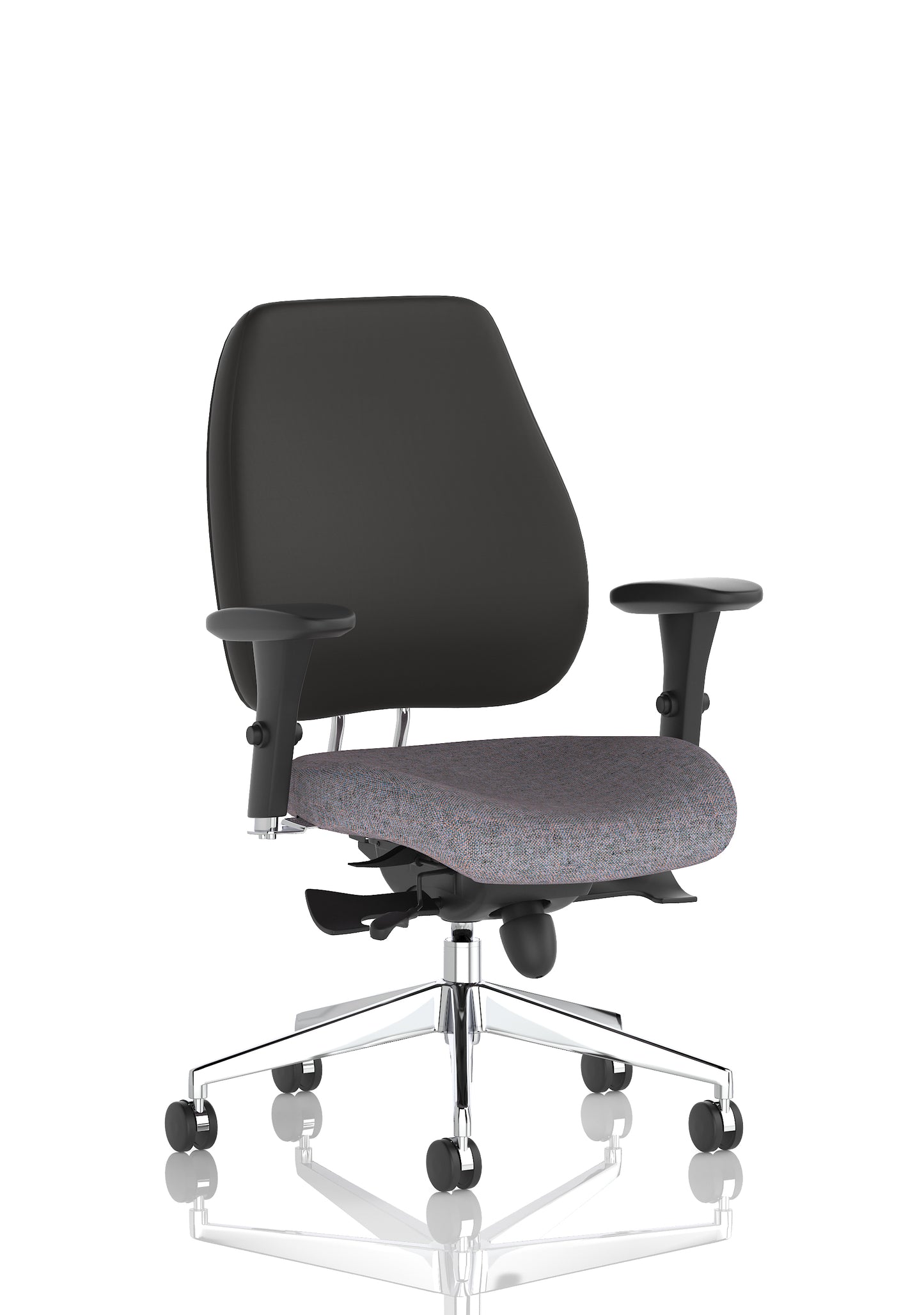 Chiro Plus High Back Ergonomic Posture Chair with Arms Bespoke Rivet Fuse Fabric Black None - Industrious Decor