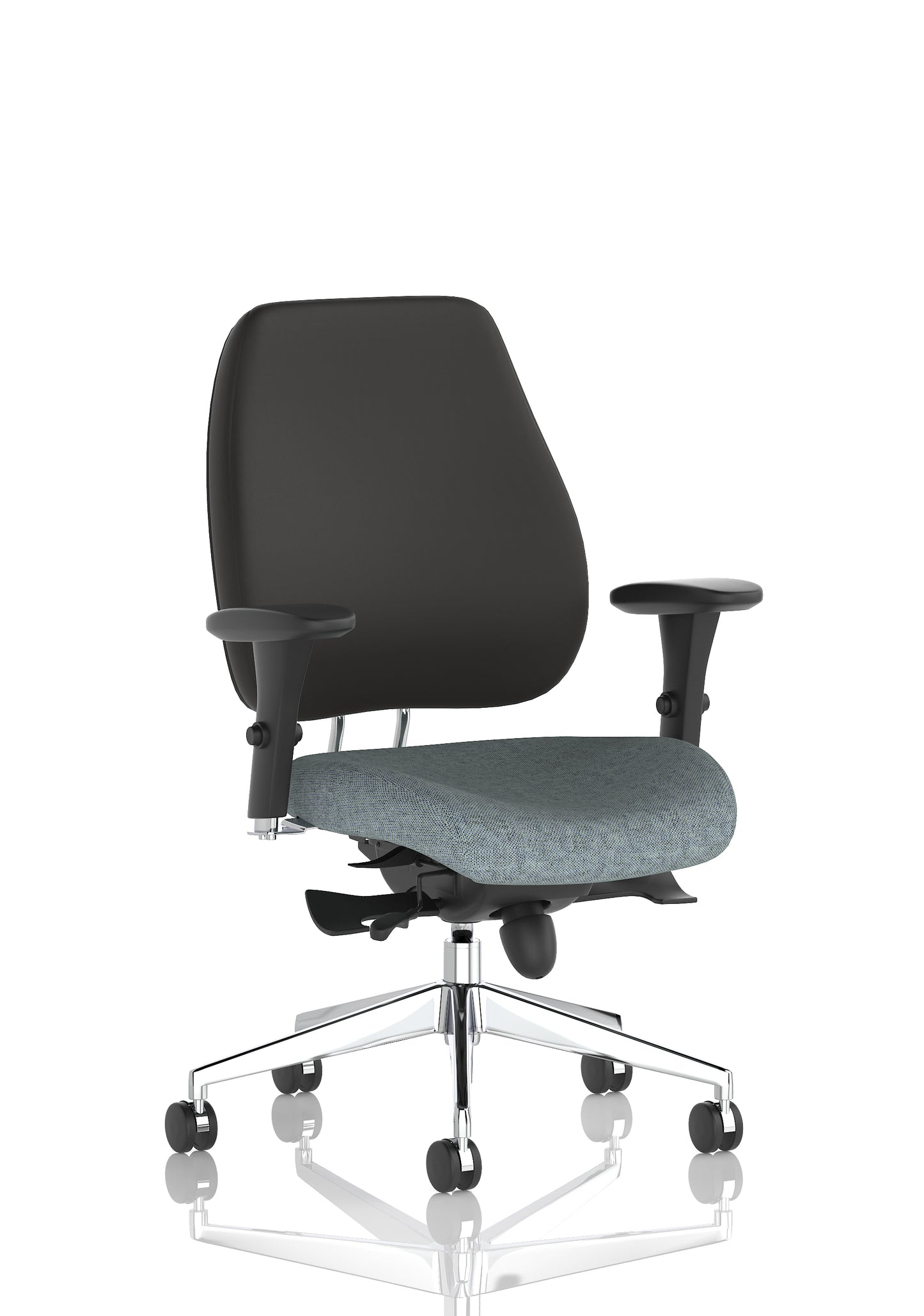 Chiro Plus High Back Ergonomic Posture Chair with Arms Bespoke Rivet Tensile Fabric Black None - Industrious Decor