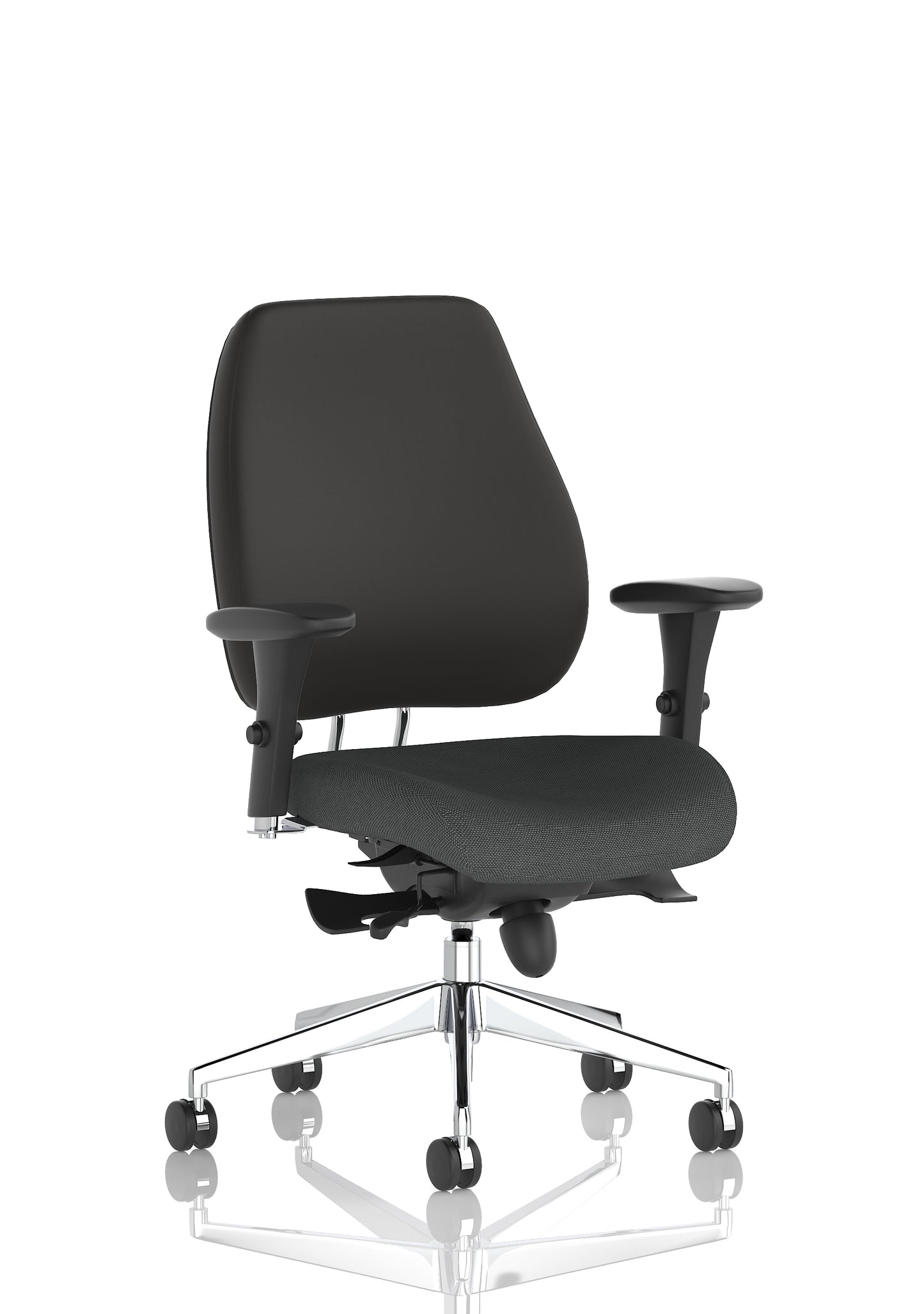 Chiro Plus High Back Ergonomic Posture Chair with Arms Bespoke Quest Mussel Fabric Black None - Industrious Decor
