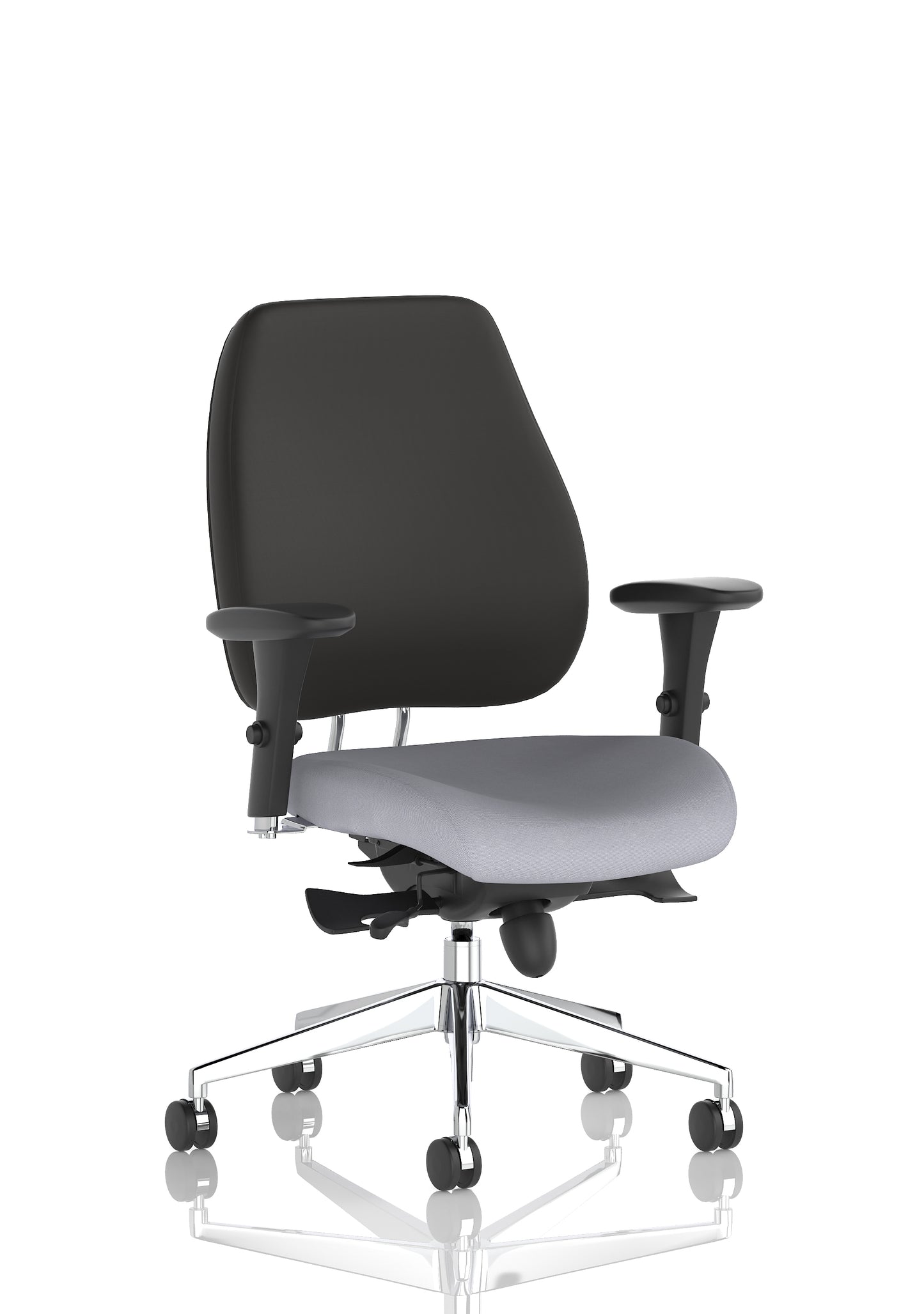 Chiro Plus High Back Ergonomic Posture Chair with Arms Bespoke Quest Shell Fabric Black None - Industrious Decor