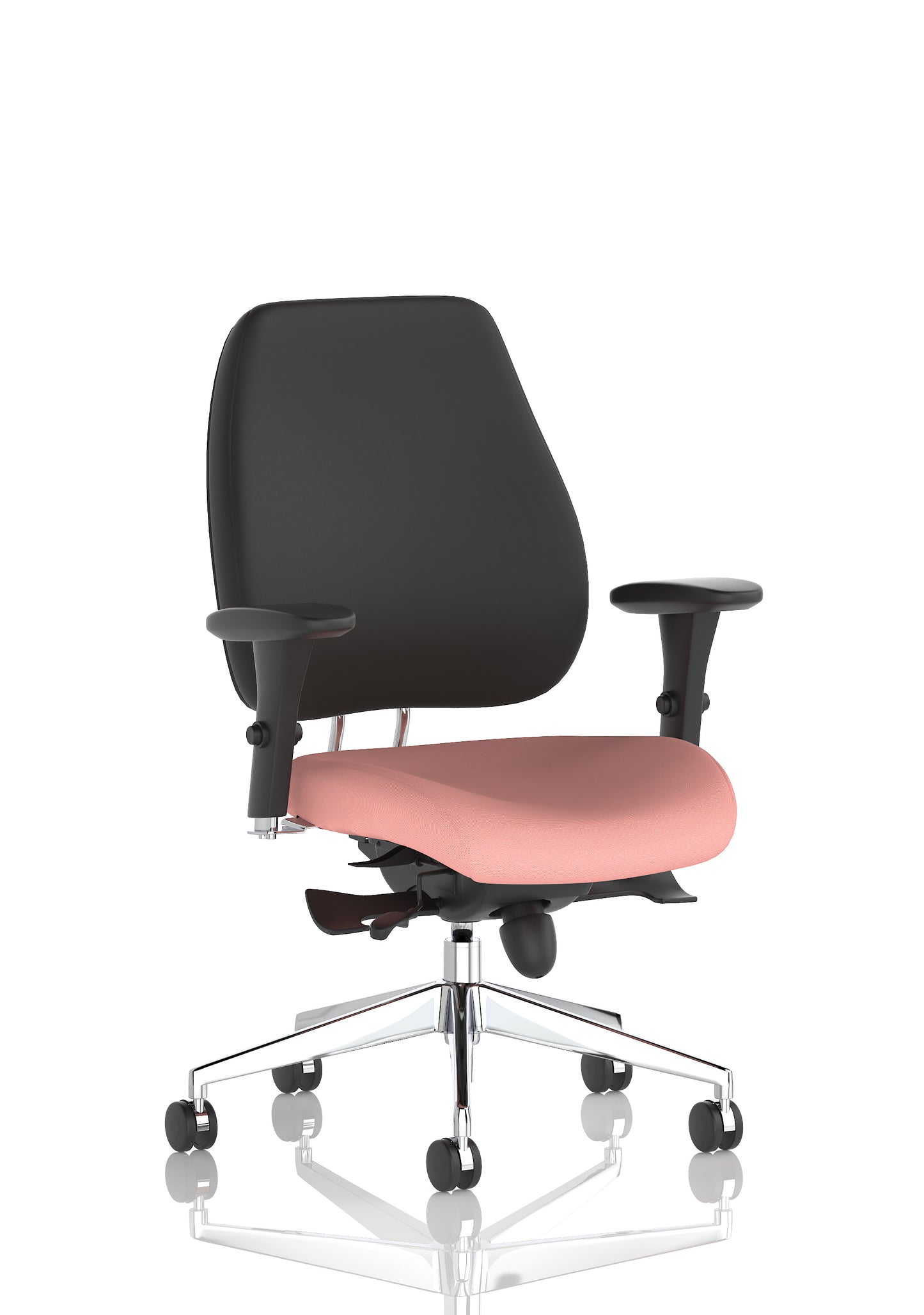 Chiro Plus High Back Ergonomic Posture Chair with Arms Bespoke Quest Shrimp Fabric Black None - Industrious Decor