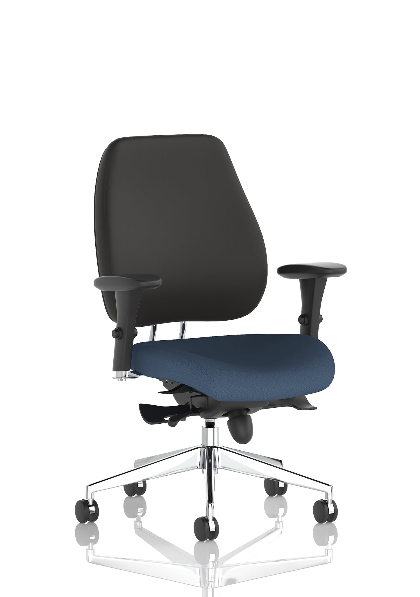 Chiro Plus High Back Ergonomic Posture Chair with Arms Bespoke Quest Whelk Fabric Black None - Industrious Decor