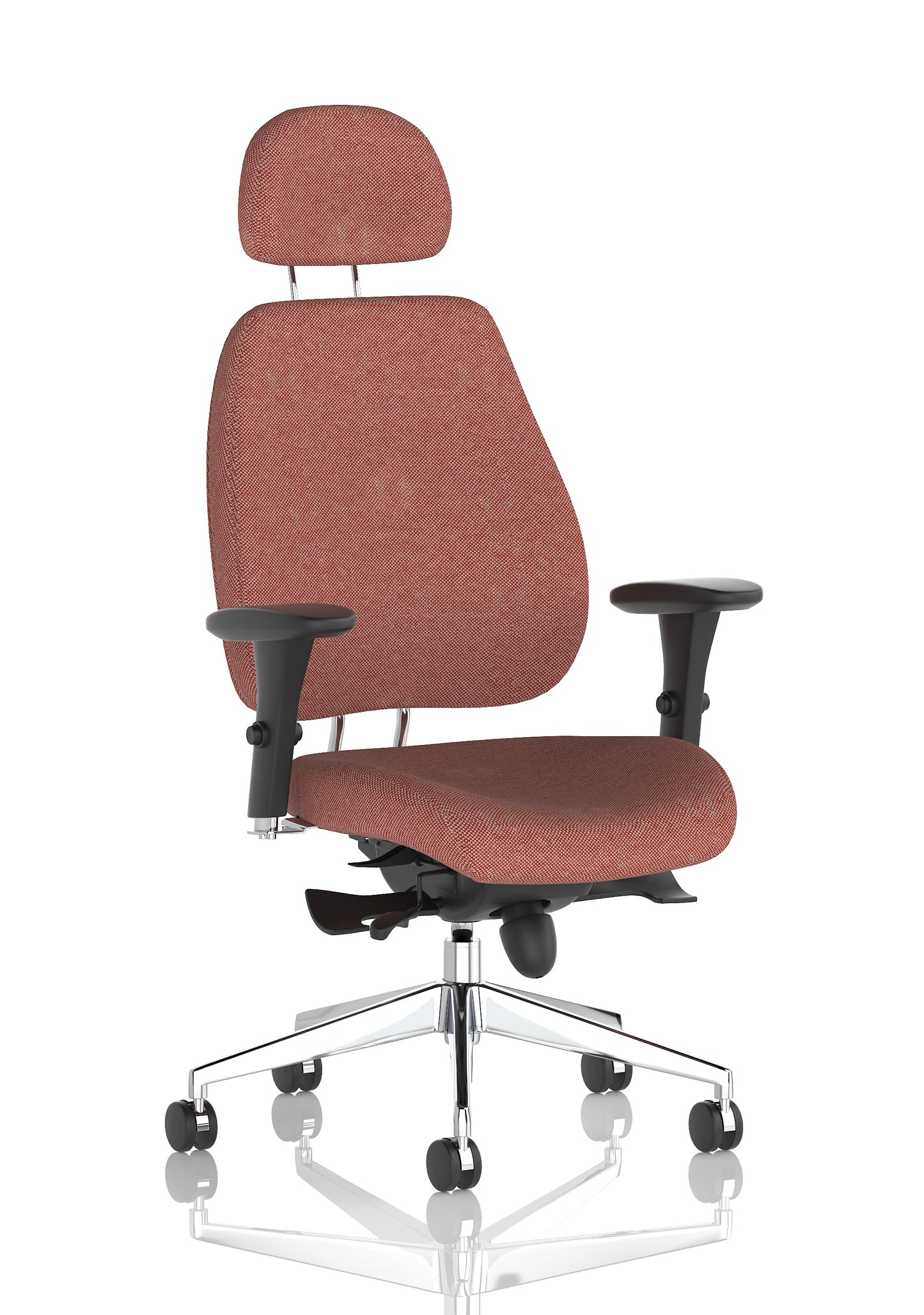 Chiro Plus High Back Ergonomic Posture Chair with Arms Bespoke Rivet Forge Fabric Matching Bespoke Colour With Headrest - Industrious Decor