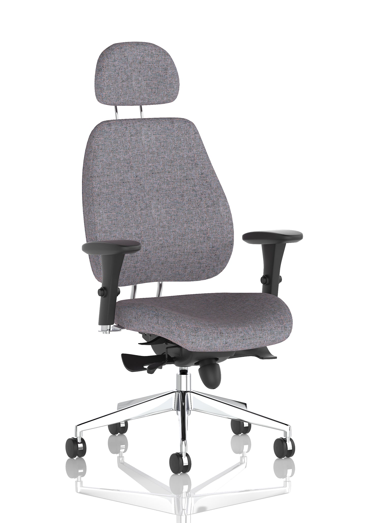 Chiro Plus High Back Ergonomic Posture Chair with Arms Bespoke Rivet Fuse Fabric Matching Bespoke Colour With Headrest - Industrious Decor