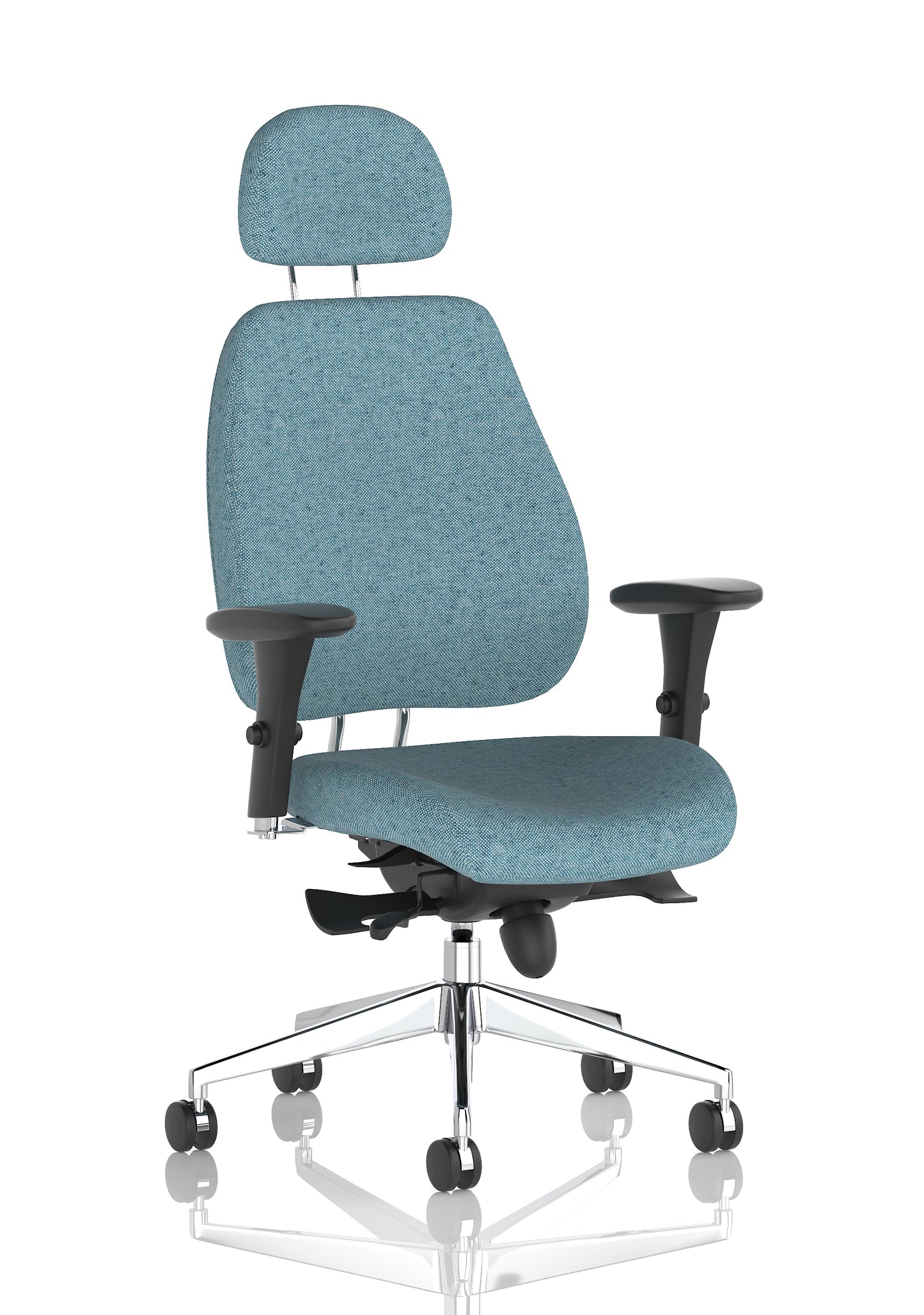 Chiro Plus High Back Ergonomic Posture Chair with Arms Bespoke Rivet Quench Fabric Matching Bespoke Colour With Headrest - Industrious Decor