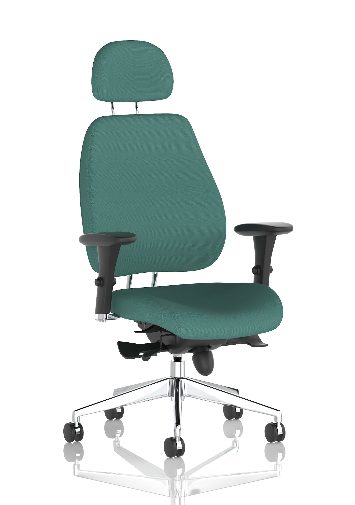 Chiro Plus High Back Ergonomic Posture Chair with Arms Bespoke Quest Kelp Fabric Matching Bespoke Colour With Headrest - Industrious Decor