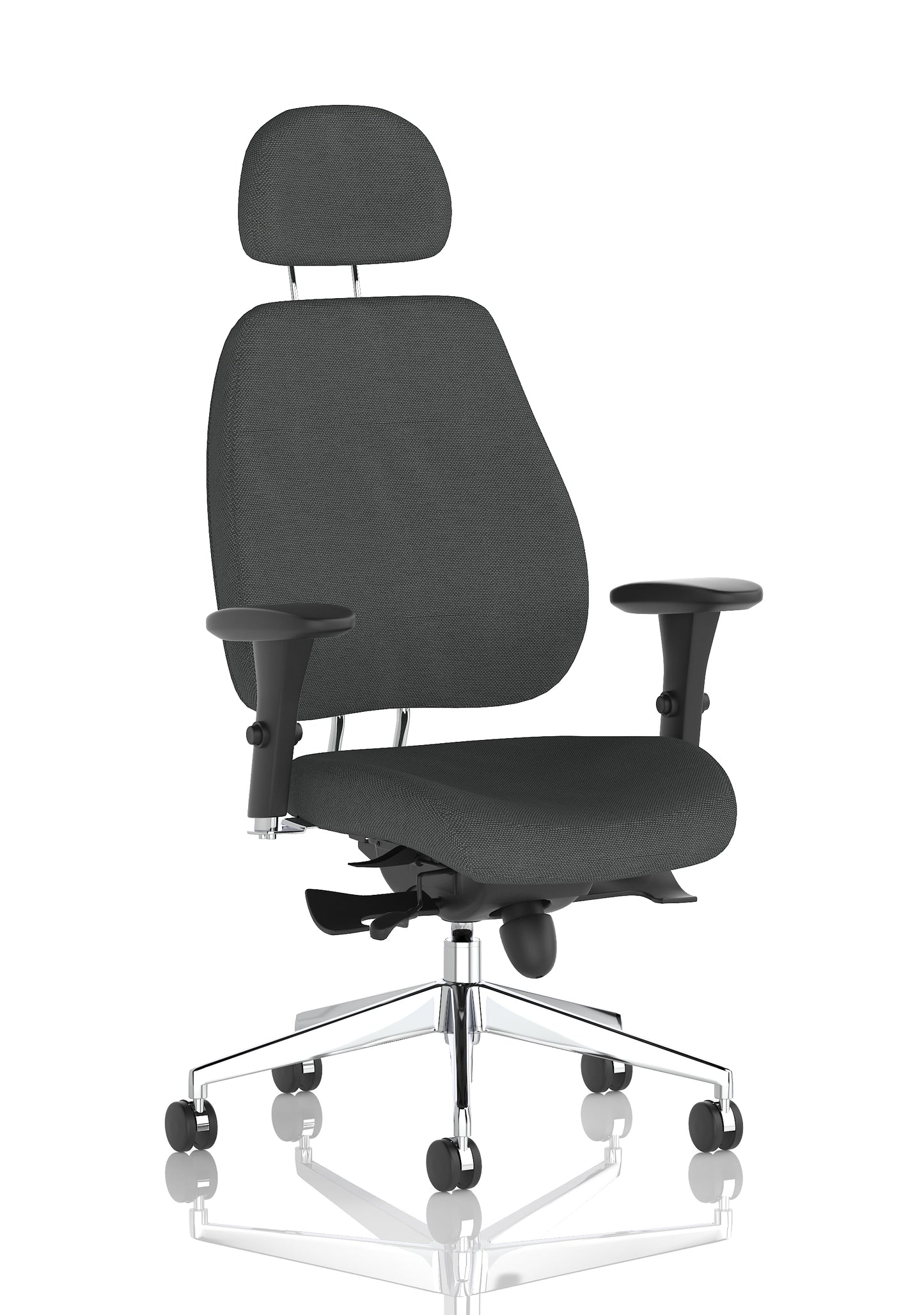 Chiro Plus High Back Ergonomic Posture Chair with Arms Bespoke Quest Mussel Fabric Matching Bespoke Colour With Headrest - Industrious Decor