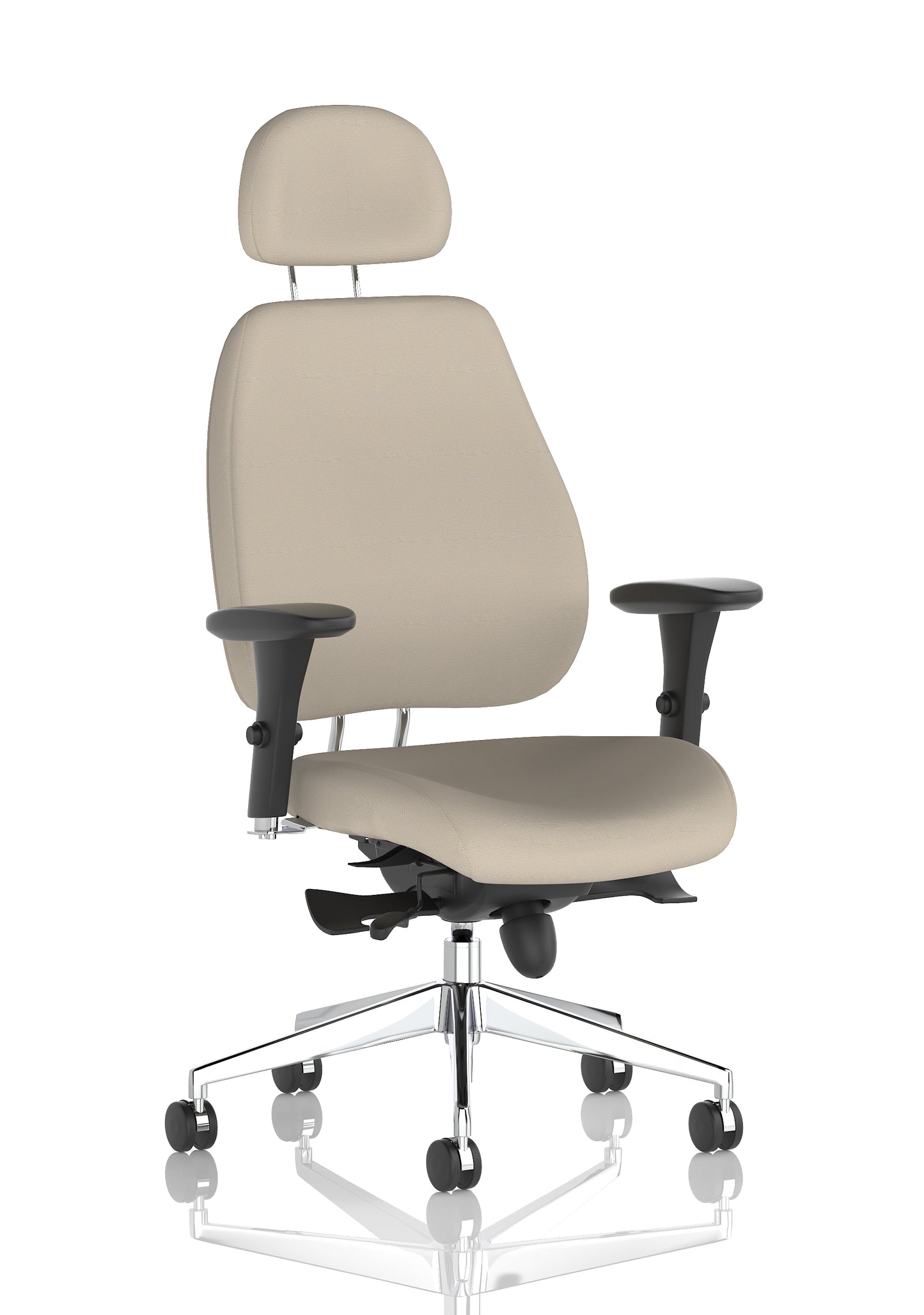 Chiro Plus High Back Ergonomic Posture Chair with Arms Bespoke Quest Salt Fabric Matching Bespoke Colour With Headrest - Industrious Decor