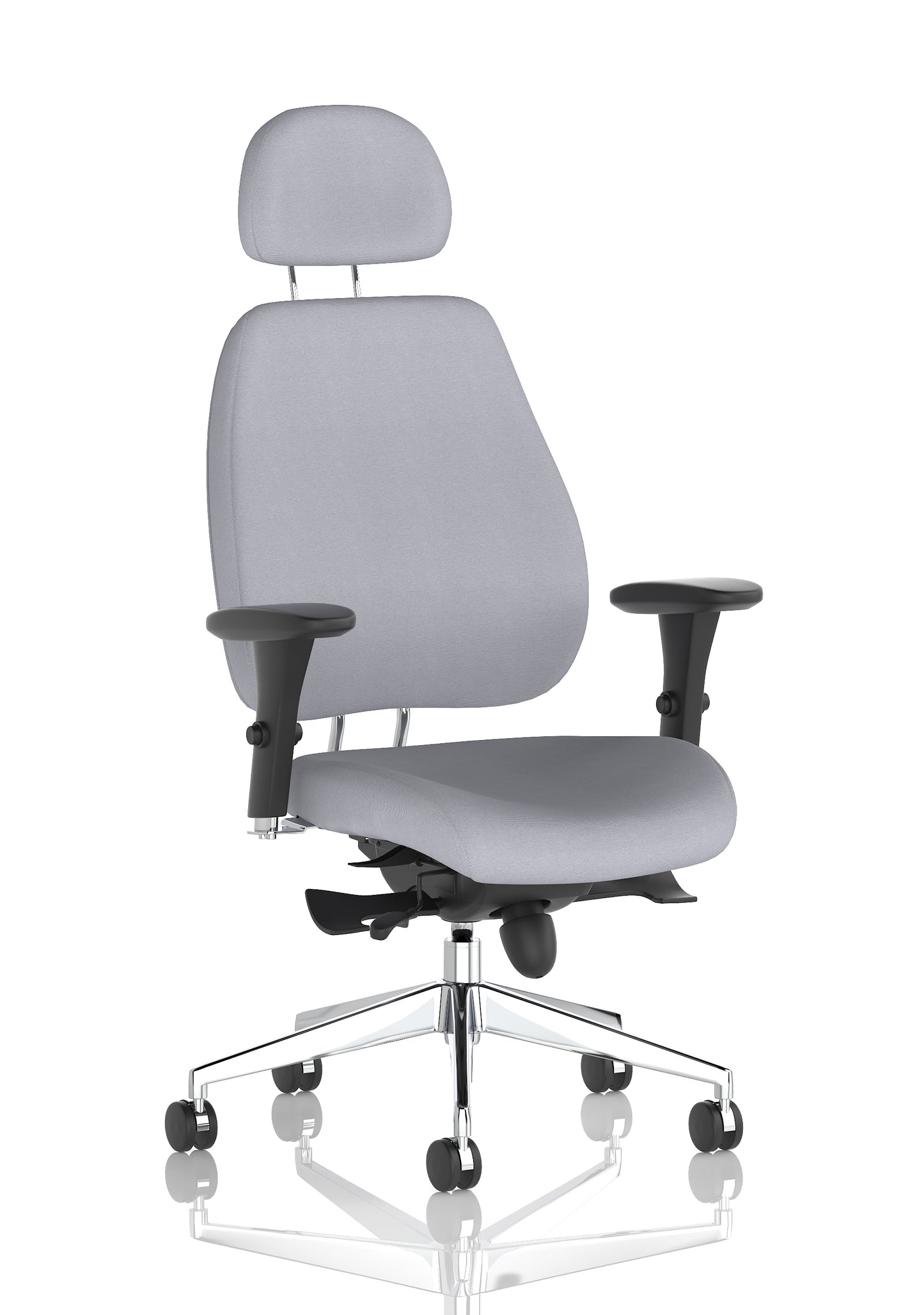 Chiro Plus High Back Ergonomic Posture Chair with Arms Bespoke Quest Shell Fabric Matching Bespoke Colour With Headrest - Industrious Decor