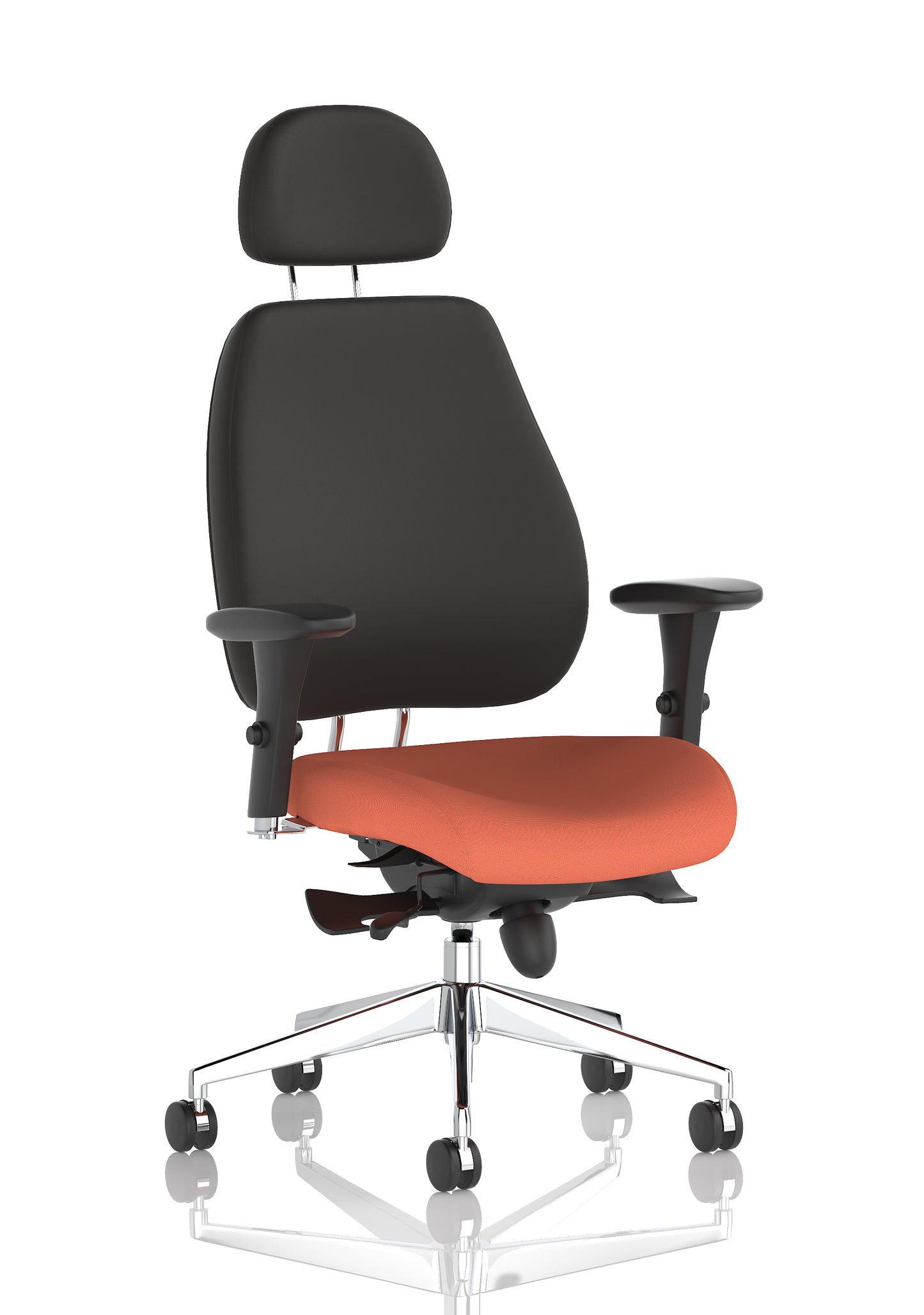 Chiro Plus High Back Ergonomic Posture Chair with Arms Bespoke Quest Crab Fabric Black With Headrest - Industrious Decor