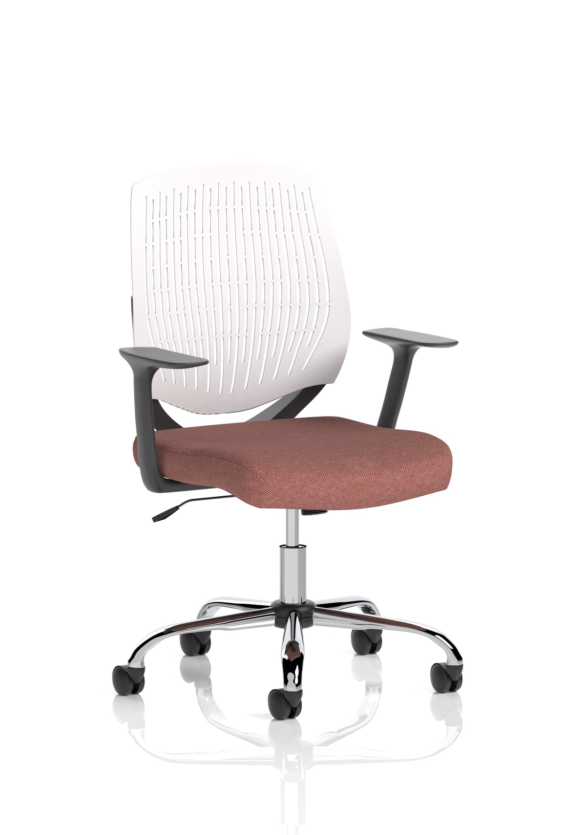 Harlow Medium Back Mesh Task Chair | Gas Height | Lock Tilt | Fixed Arms White Bespoke Rivet Forge - Industrious Decor