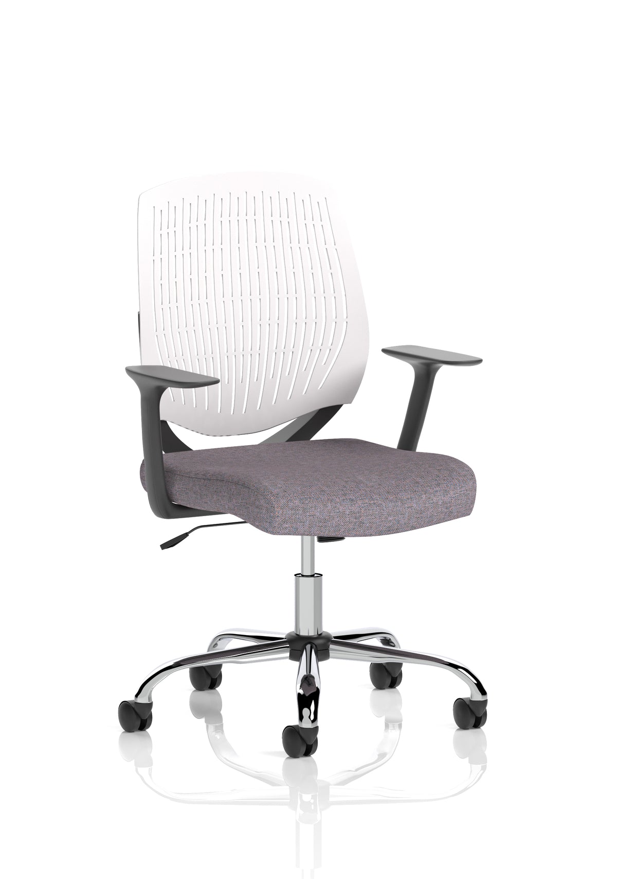 Harlow Medium Back Mesh Task Chair | Gas Height | Lock Tilt | Fixed Arms White Bespoke Rivet Fuse - Industrious Decor