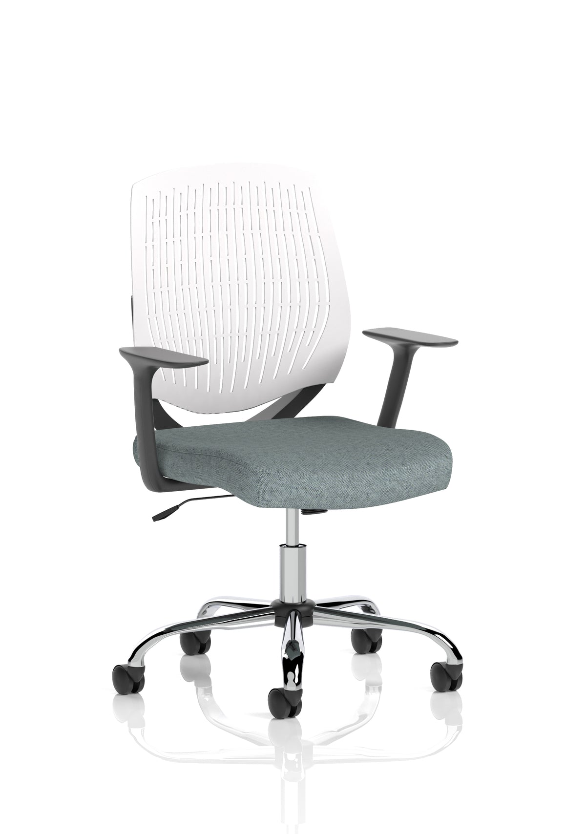 Harlow Medium Back Mesh Task Chair | Gas Height | Lock Tilt | Fixed Arms White Bespoke Rivet Tensile - Industrious Decor