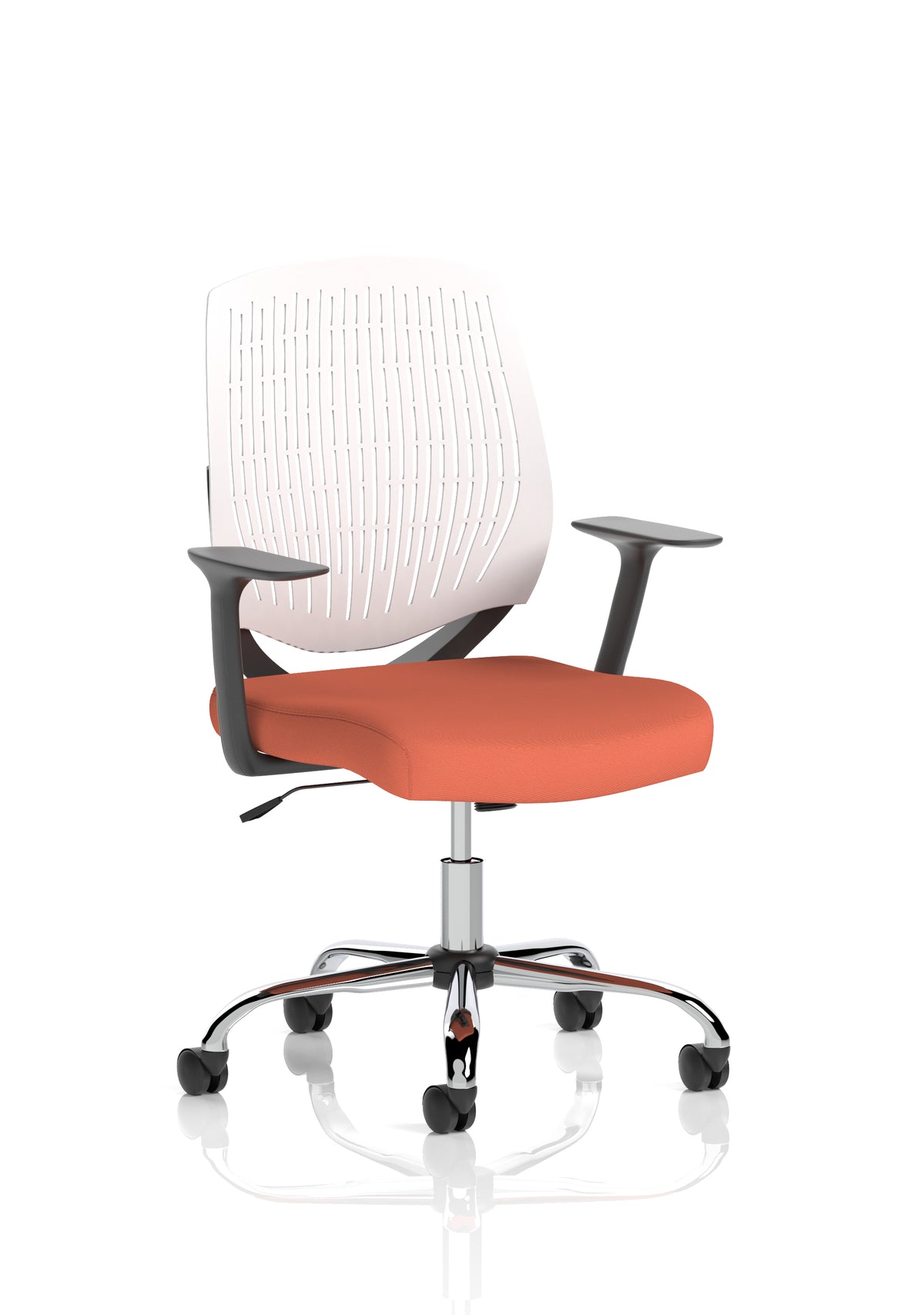 Harlow Medium Back Mesh Task Chair | Gas Height | Lock Tilt | Fixed Arms White Bespoke Quest Crab - Industrious Decor
