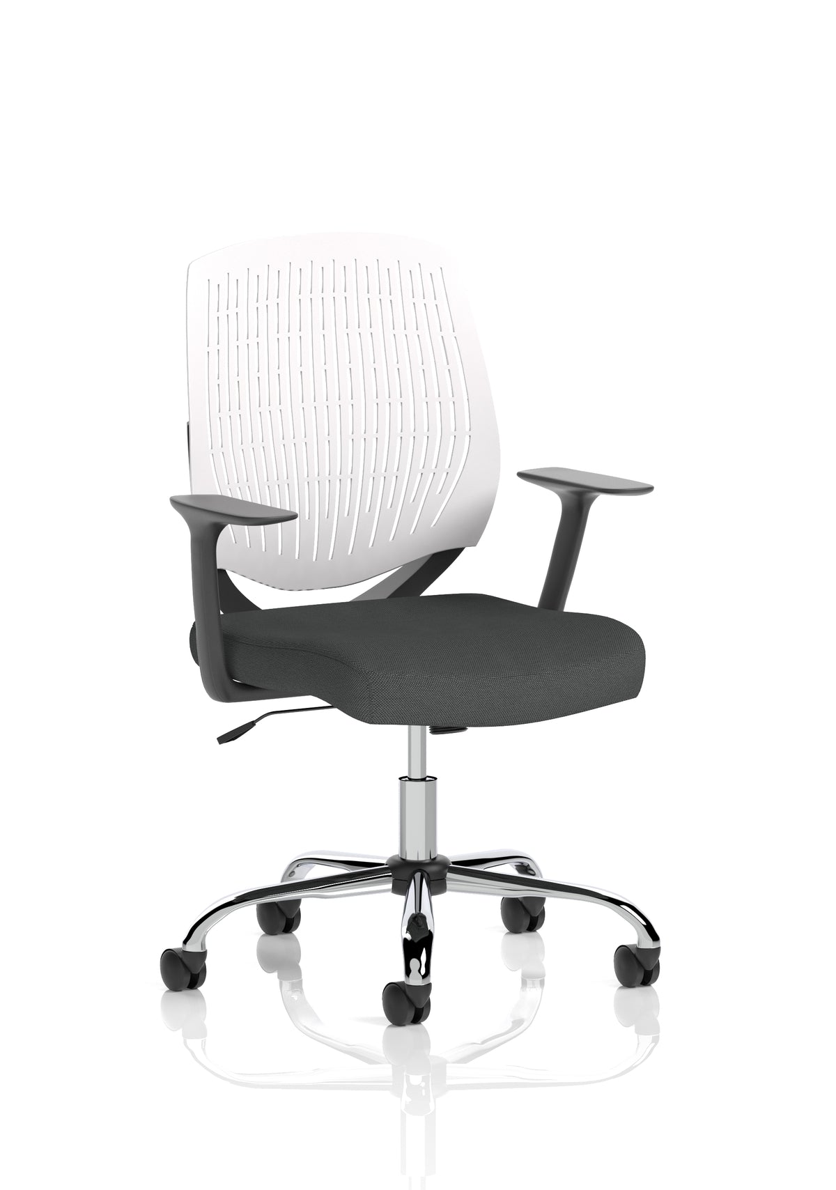 Harlow Medium Back Mesh Task Chair | Gas Height | Lock Tilt | Fixed Arms White Bespoke Quest Mussel - Industrious Decor