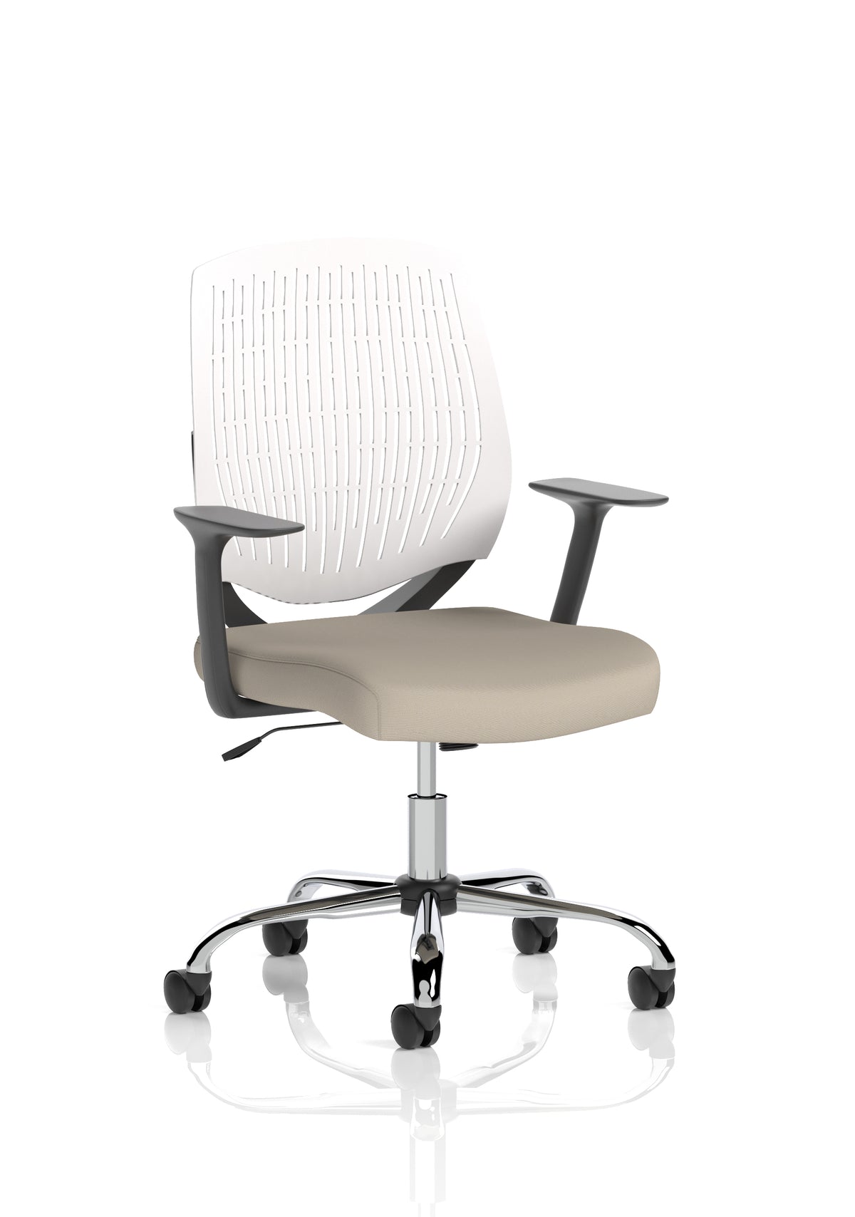 Harlow Medium Back Mesh Task Chair | Gas Height | Lock Tilt | Fixed Arms White Bespoke Quest Salt - Industrious Decor