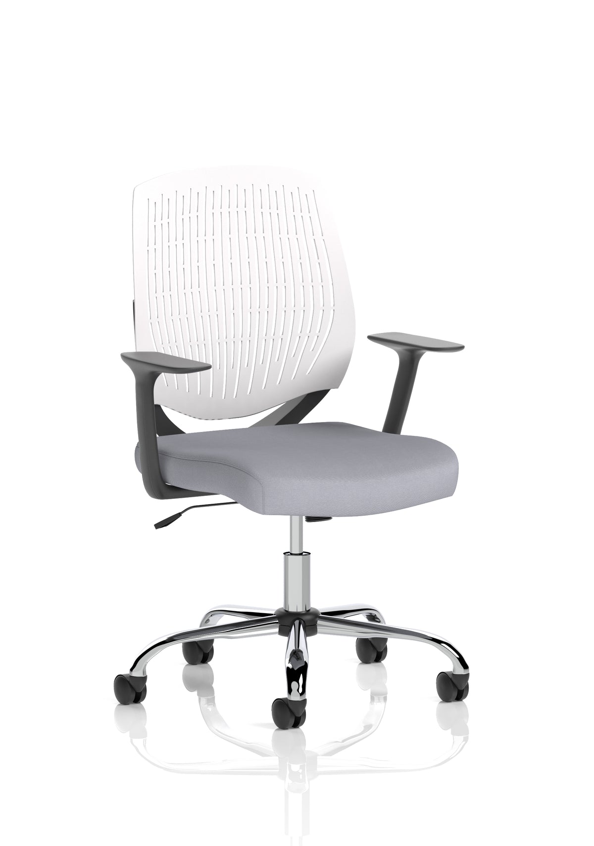 Harlow Medium Back Mesh Task Chair | Gas Height | Lock Tilt | Fixed Arms White Bespoke Quest Shell - Industrious Decor