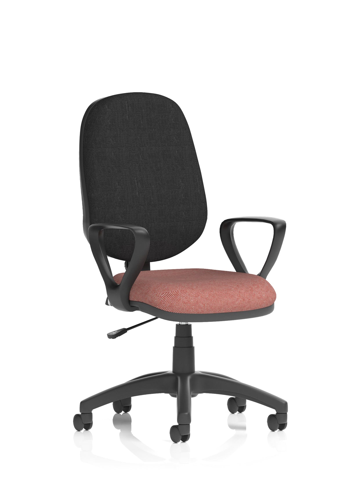 Norwood Medium Back Task Operator Office Chair Bespoke Rivet Forge Fabric Black With Loop Arms - Industrious Decor