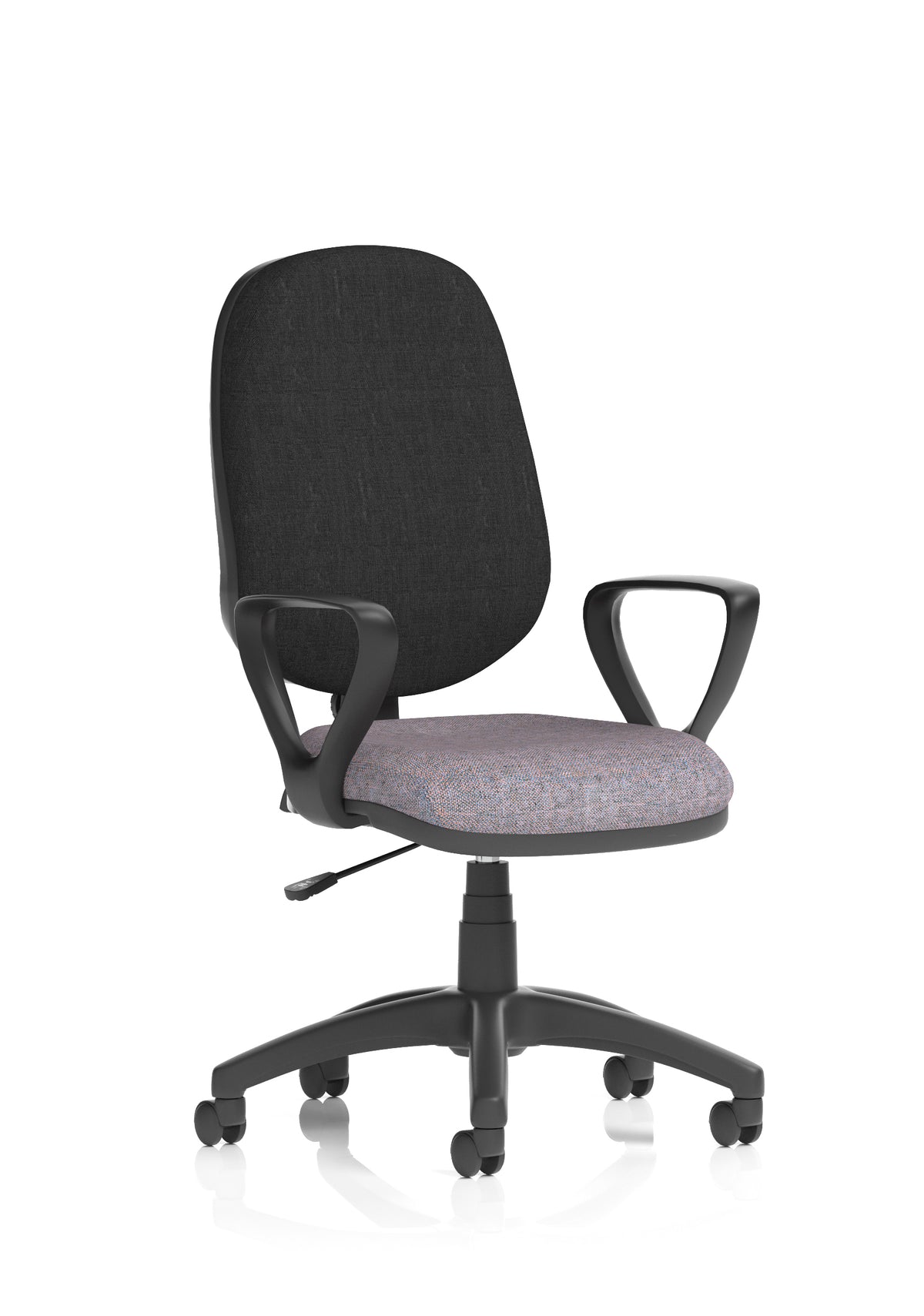 Norwood Medium Back Task Operator Office Chair Bespoke Rivet Fuse Fabric Black With Loop Arms - Industrious Decor