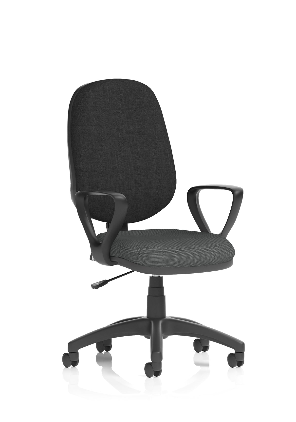 Norwood Medium Back Task Operator Office Chair Bespoke Quest Mussel Fabric Black With Loop Arms - Industrious Decor
