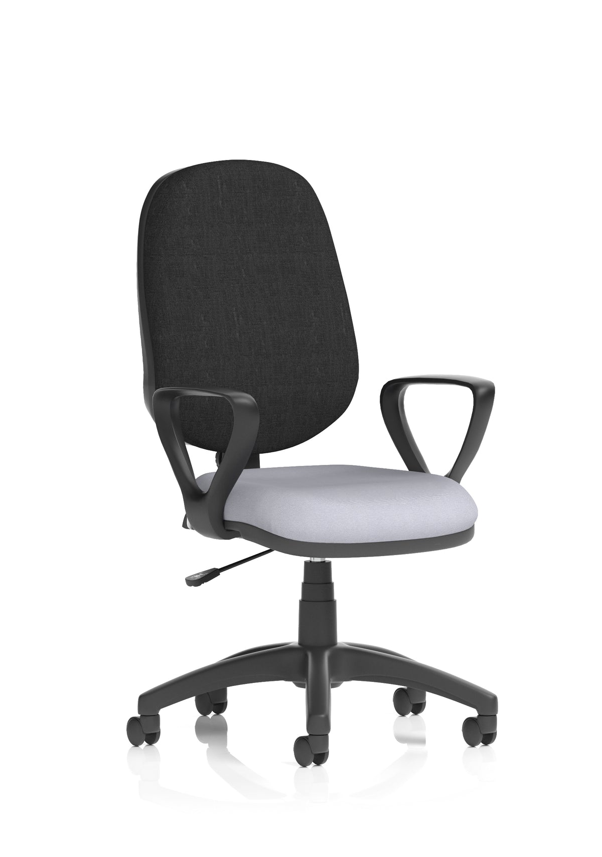 Norwood Medium Back Task Operator Office Chair Bespoke Quest Shell Fabric Black With Loop Arms - Industrious Decor