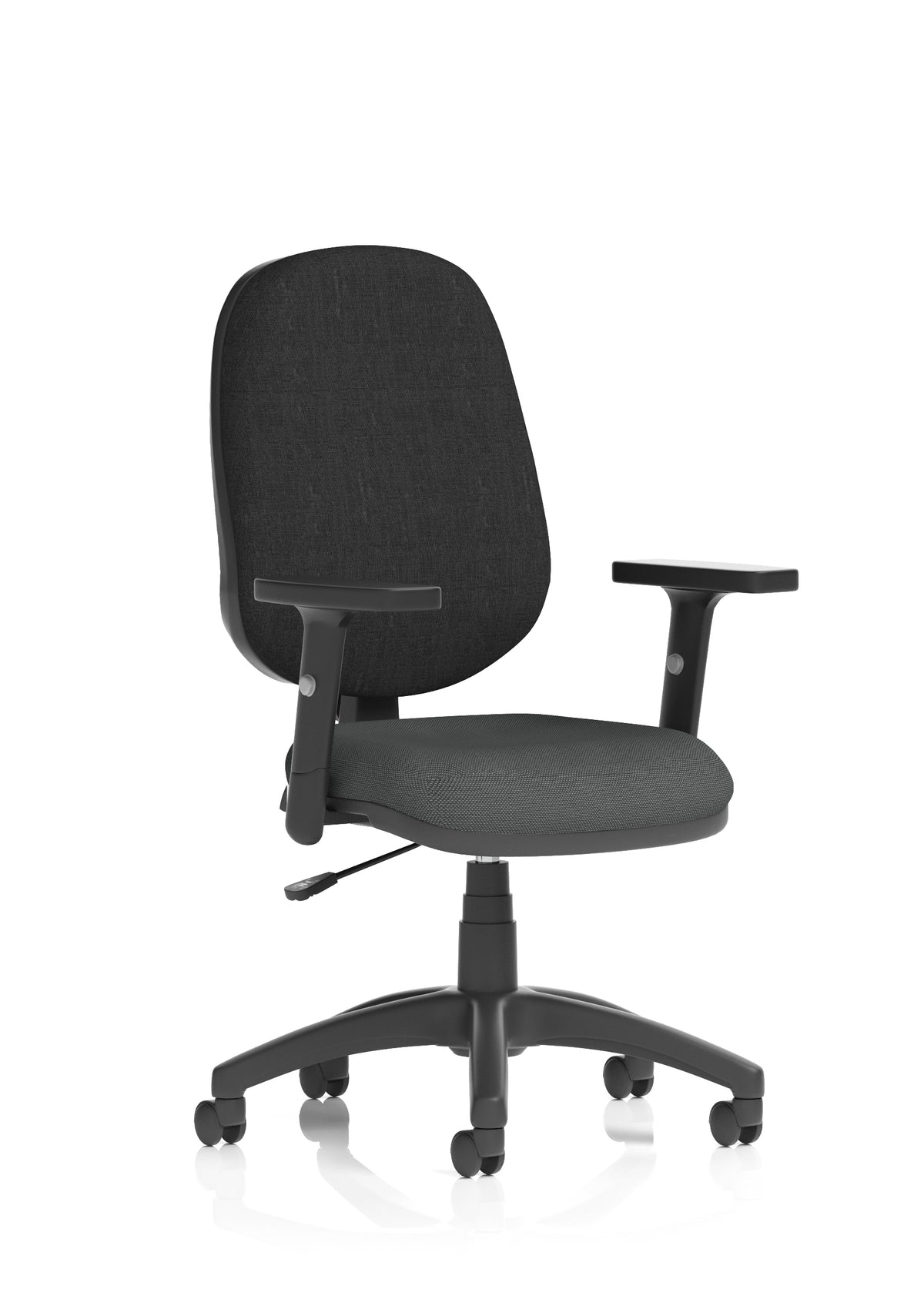 Norwood Medium Back Task Operator Office Chair Bespoke Quest Mussel Fabric Black With Height Adjustable Arms - Industrious Decor