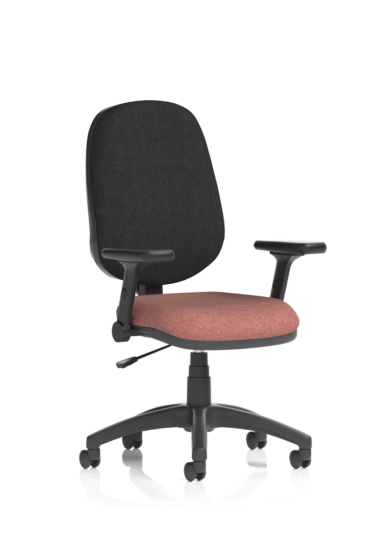 Norwood Medium Back Task Operator Office Chair Bespoke Rivet Forge Fabric Black With Height Adjustable And Folding Arms - Industrious Decor