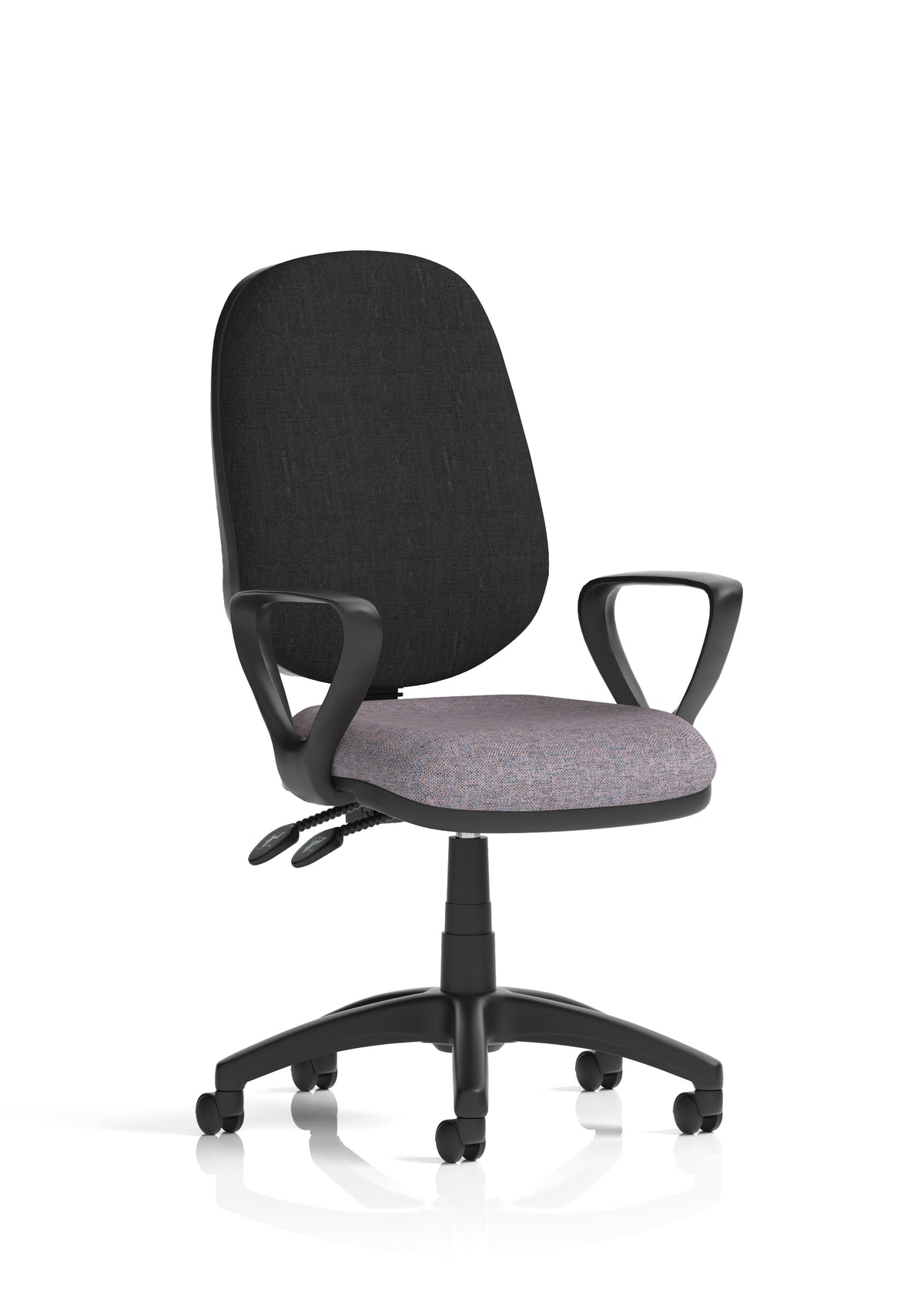 Ives Medium Back Task Operator Office Chair Bespoke Rivet Fuse Black With Loop Arms - Industrious Decor