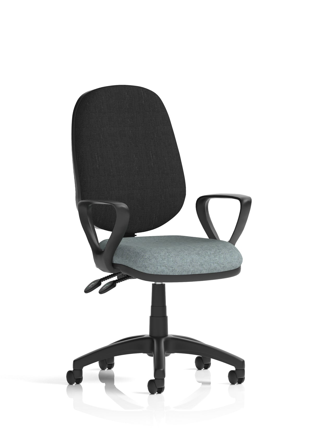 Ives Medium Back Task Operator Office Chair Bespoke Rivet Tensile Black With Loop Arms - Industrious Decor