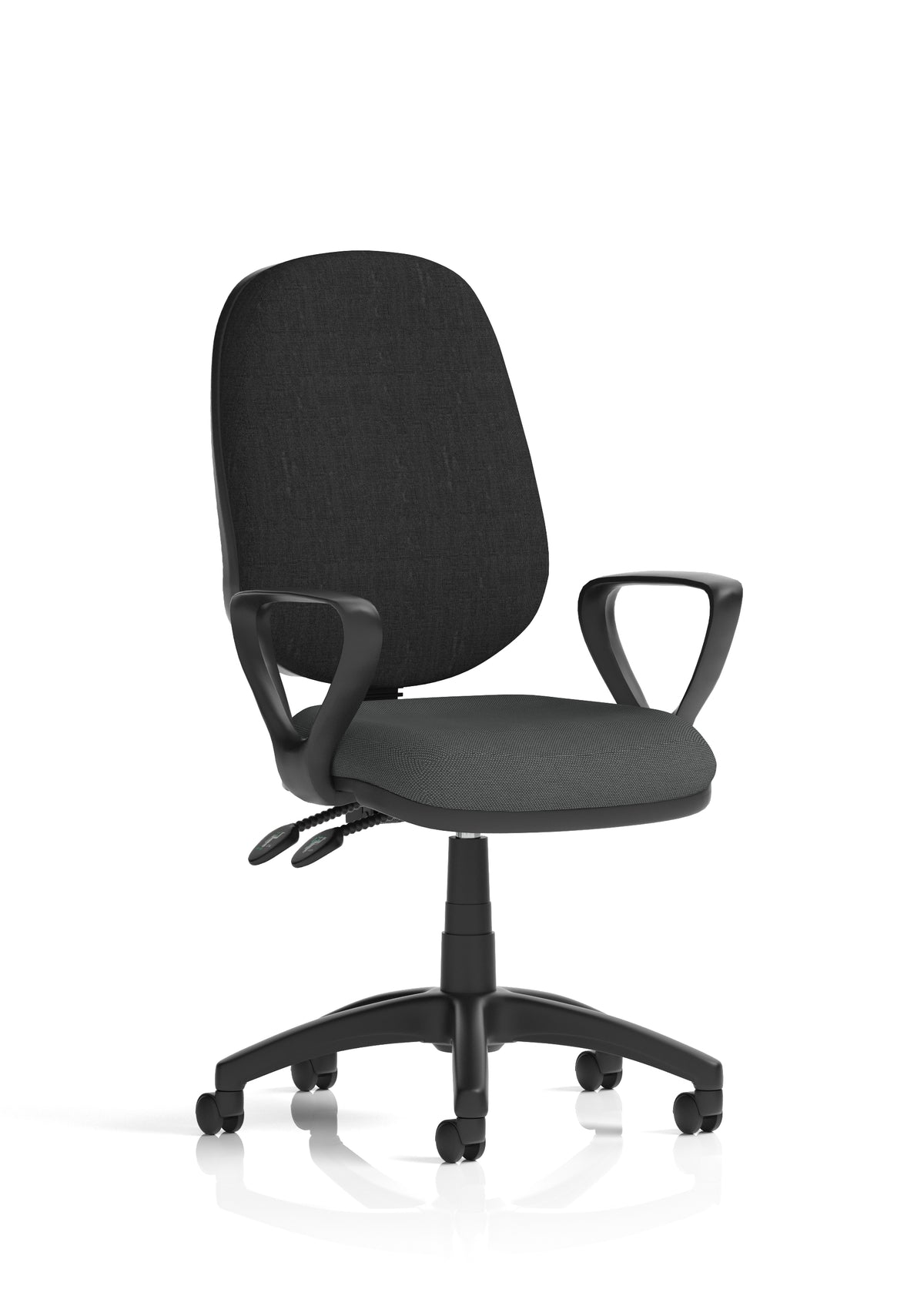 Ives Medium Back Task Operator Office Chair Bespoke Quest Mussel Black With Loop Arms - Industrious Decor