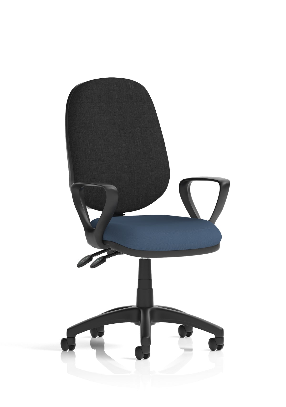 Ives Medium Back Task Operator Office Chair Bespoke Quest Whelk Black With Loop Arms - Industrious Decor