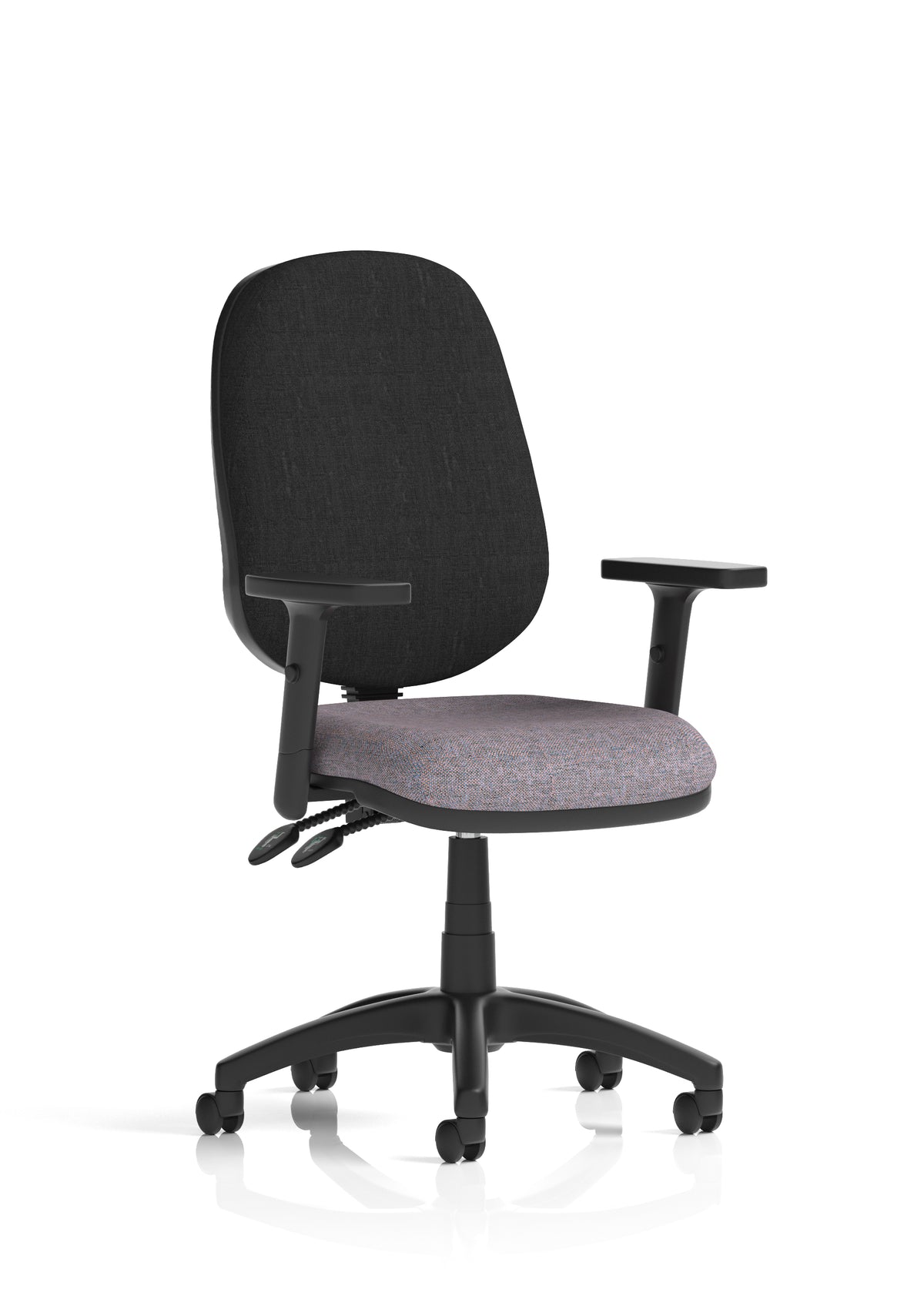 Ives Medium Back Task Operator Office Chair Bespoke Rivet Fuse Black With Height Adjustable Arms - Industrious Decor
