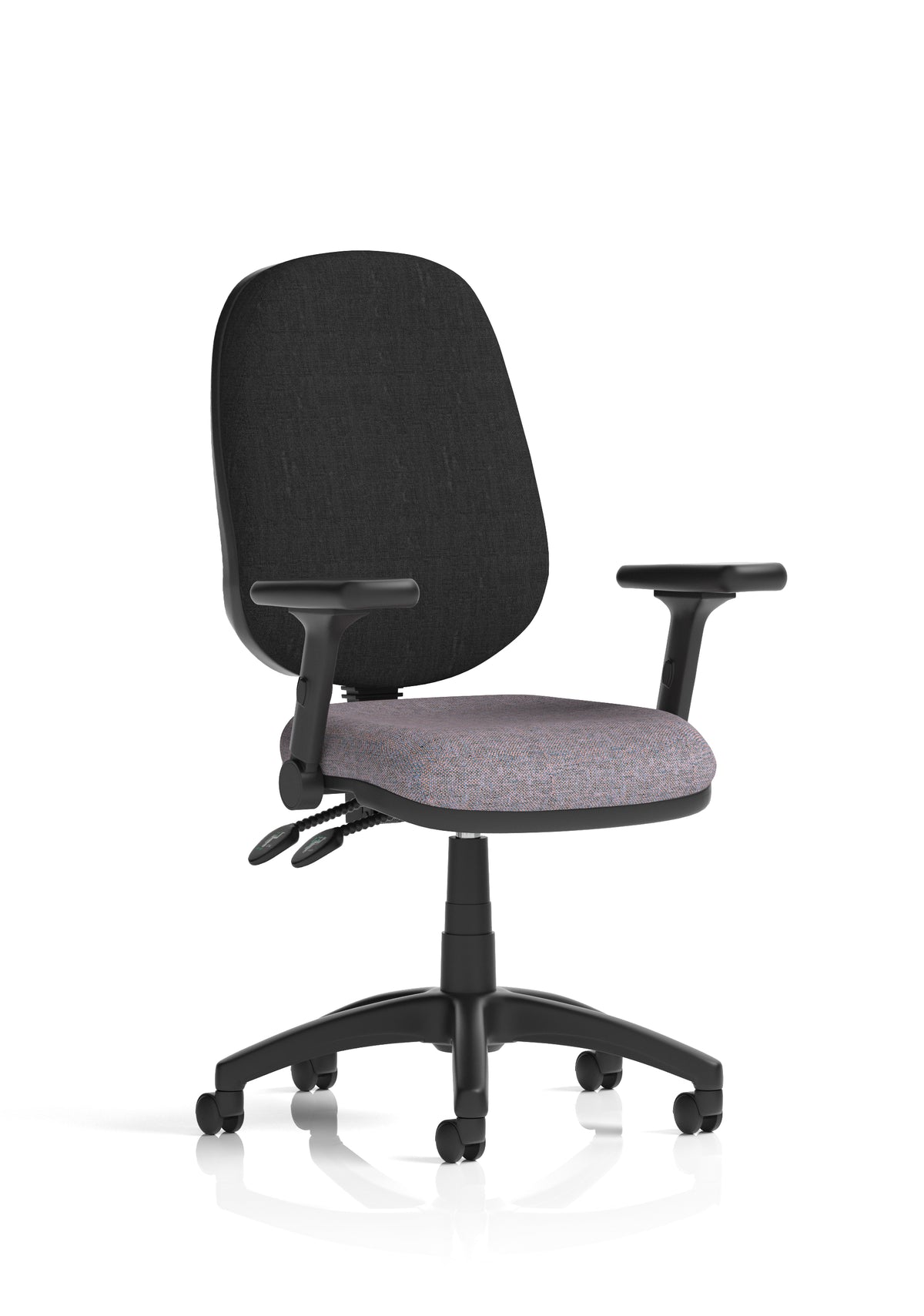Ives Medium Back Task Operator Office Chair Bespoke Rivet Fuse Black With Height Adjustable And Folding Arms - Industrious Decor