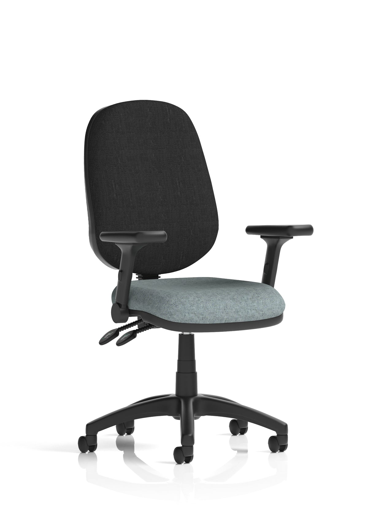 Ives Medium Back Task Operator Office Chair Bespoke Rivet Tensile Black With Height Adjustable And Folding Arms - Industrious Decor