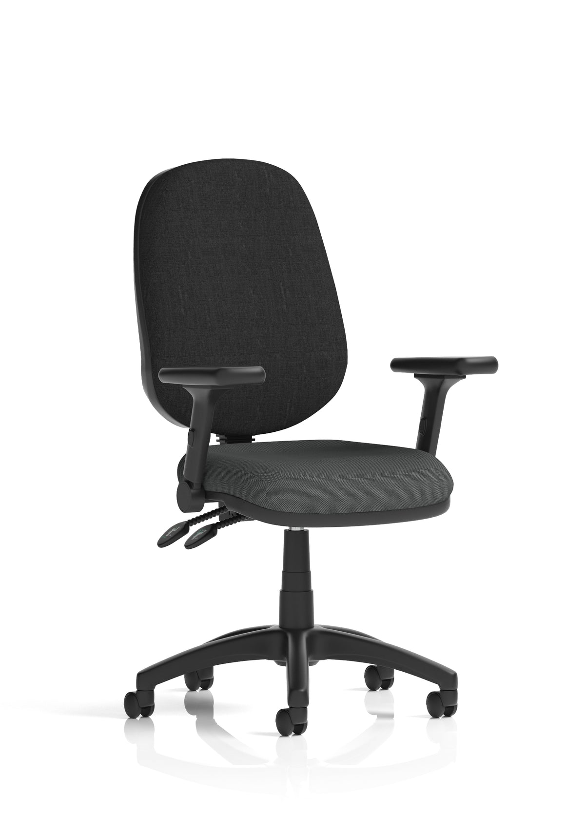 Ives Medium Back Task Operator Office Chair Bespoke Quest Mussel Black With Height Adjustable And Folding Arms - Industrious Decor