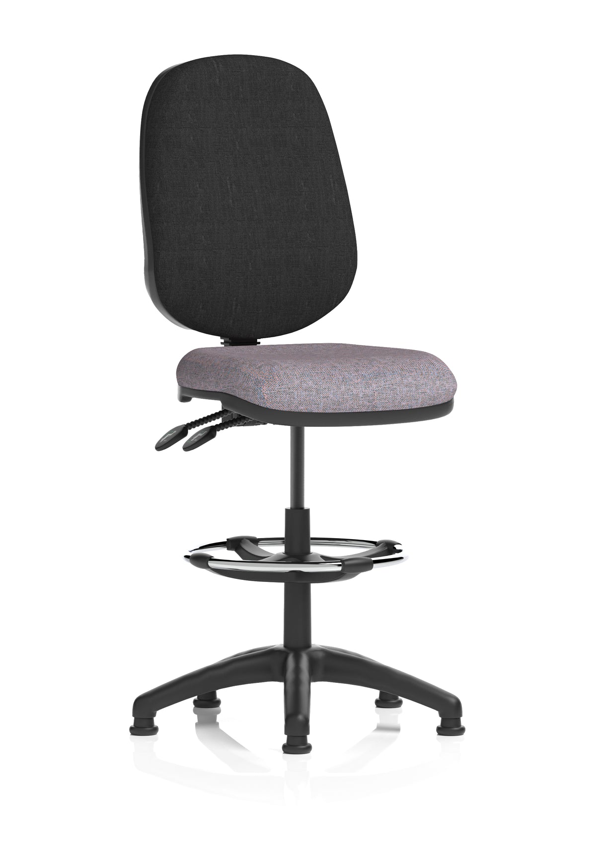 Sterling Medium Back Draughtsman Chair | Infinite Lock | Height Adjustable Back & Arms Bespoke Rivet Fuse Black None - Industrious Decor