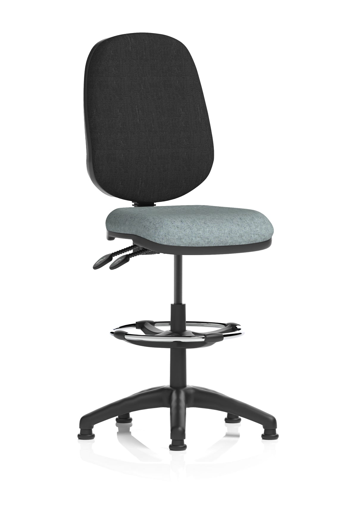 Sterling Medium Back Draughtsman Chair | Infinite Lock | Height Adjustable Back & Arms Bespoke Rivet Tensile Black None - Industrious Decor