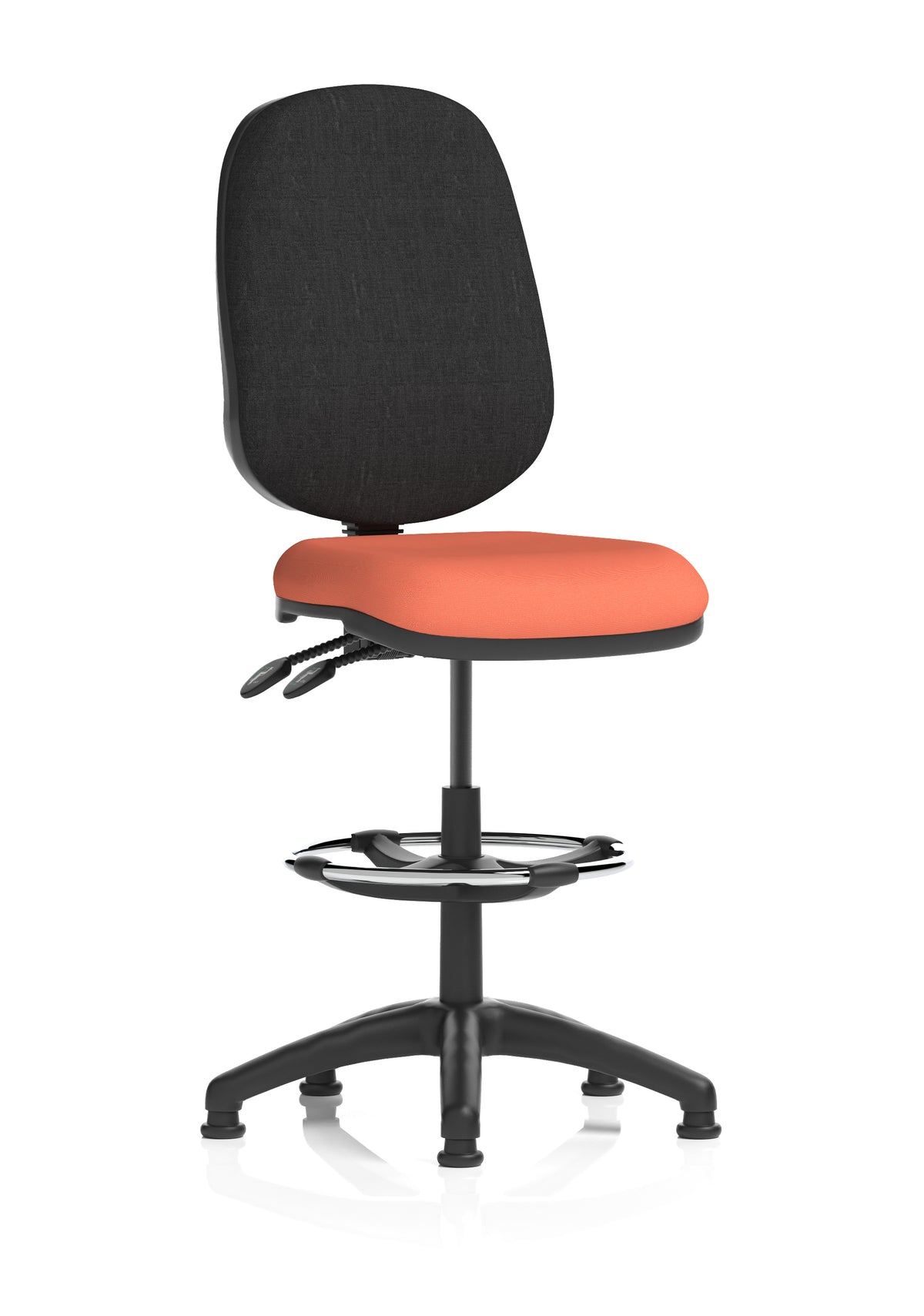 Sterling Medium Back Draughtsman Chair | Infinite Lock | Height Adjustable Back & Arms Bespoke Quest Crab Black None - Industrious Decor