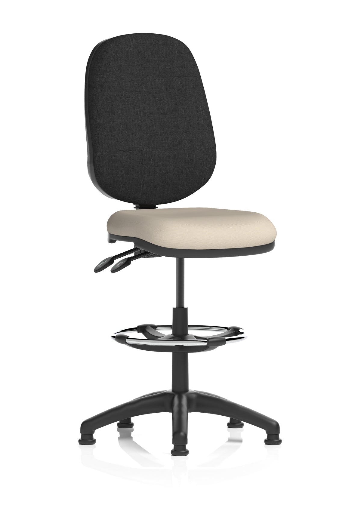Sterling Medium Back Draughtsman Chair | Infinite Lock | Height Adjustable Back & Arms Bespoke Quest Salt Black None - Industrious Decor