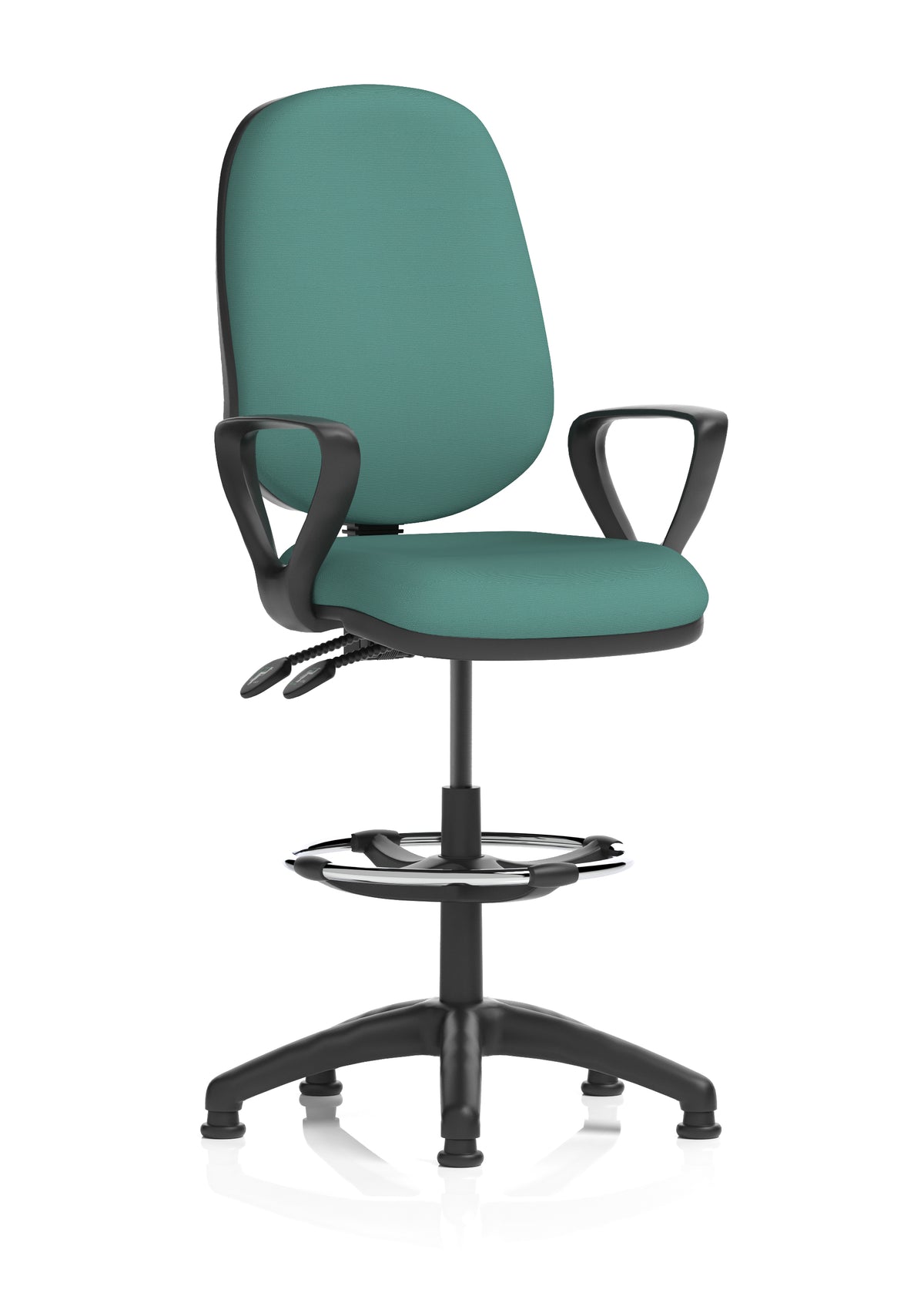 Sterling Medium Back Draughtsman Chair | Infinite Lock | Height Adjustable Back & Arms Bespoke Quest Kelp Matching Colour With Loop Arms - Industrious Decor
