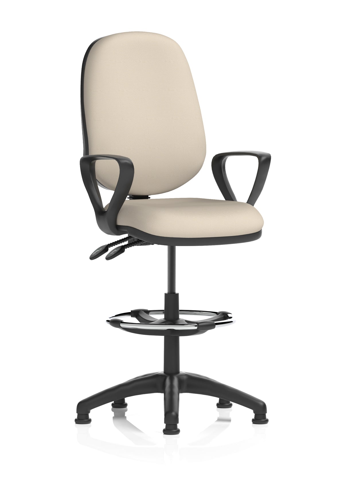 Sterling Medium Back Draughtsman Chair | Infinite Lock | Height Adjustable Back & Arms Bespoke Quest Salt Matching Colour With Loop Arms - Industrious Decor