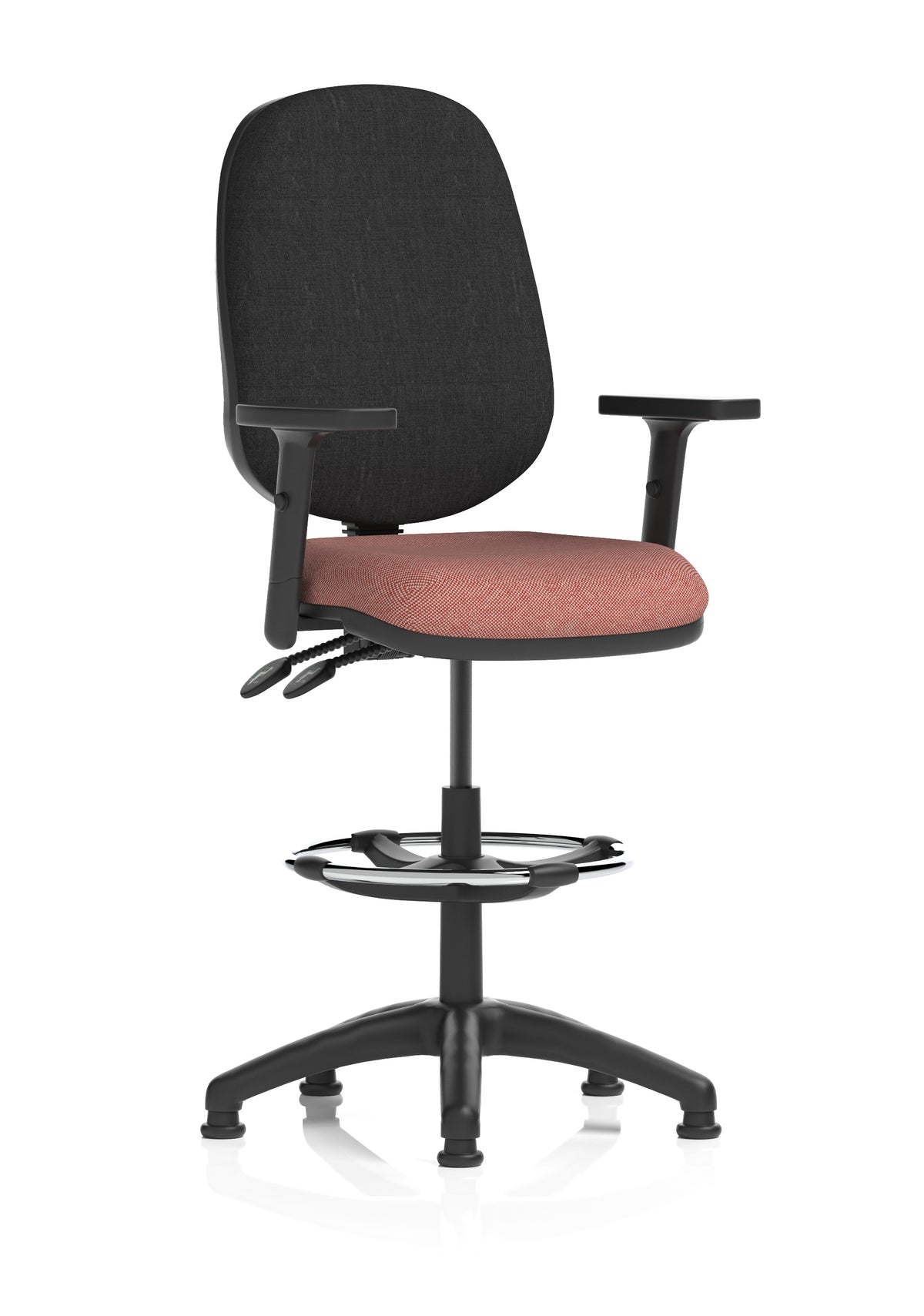 Sterling Medium Back Draughtsman Chair | Infinite Lock | Height Adjustable Back & Arms Bespoke Rivet Forge Black With Height Adjustable Arms - Industrious Decor