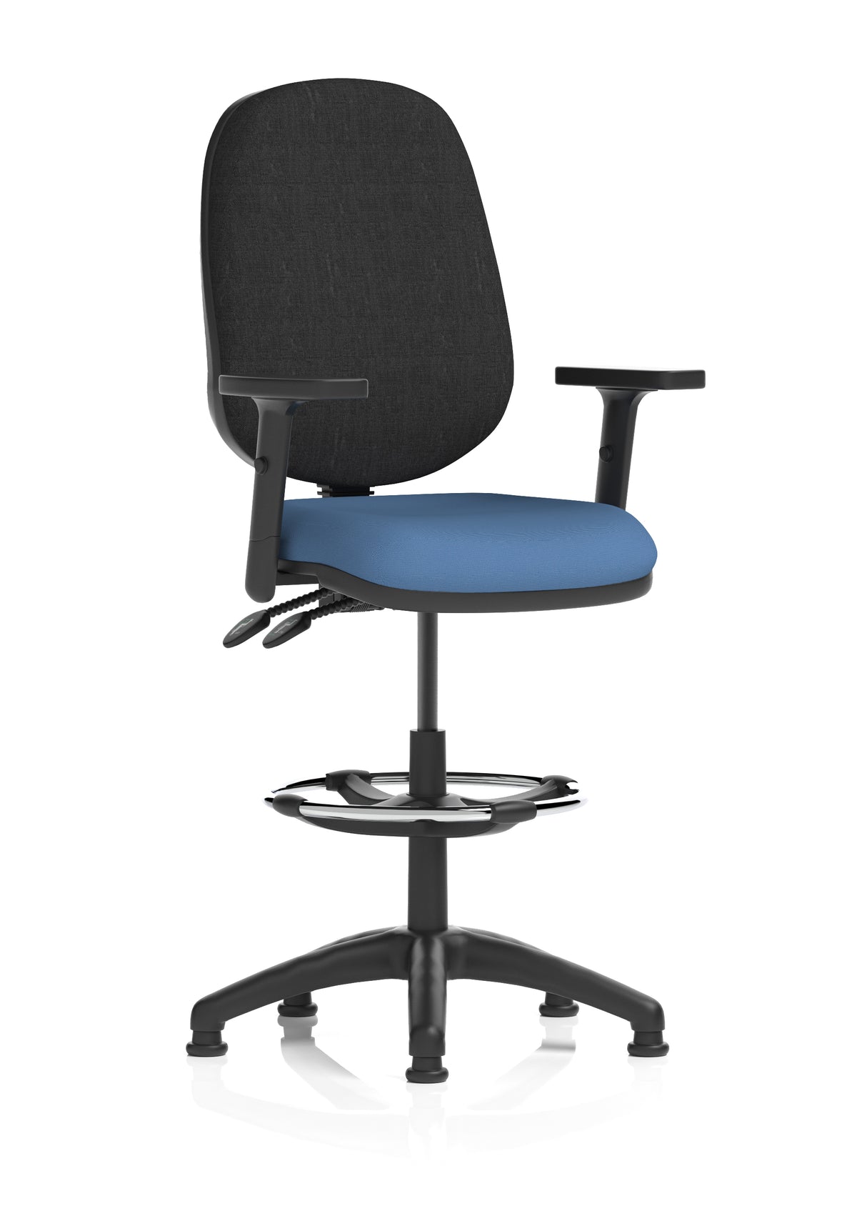 Sterling Medium Back Draughtsman Chair | Infinite Lock | Height Adjustable Back & Arms Bespoke Quest Limpet Black With Height Adjustable Arms - Industrious Decor