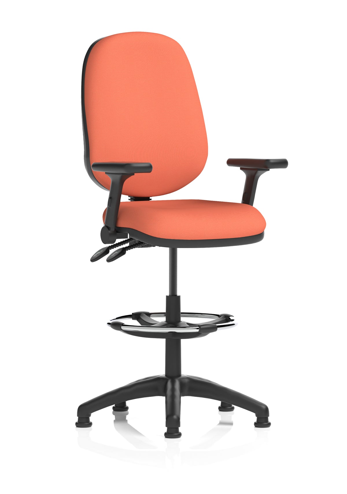 Sterling Medium Back Draughtsman Chair | Infinite Lock | Height Adjustable Back & Arms Bespoke Quest Crab Matching Colour With Height Adjustable And Folding Arms - Industrious Decor